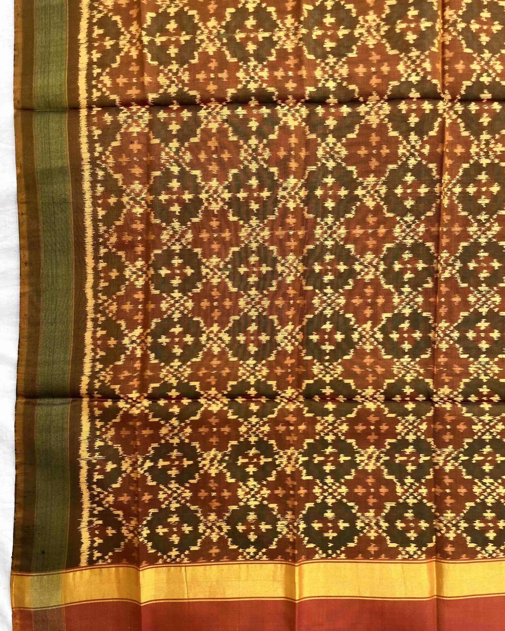 Rust Buttonful Design Patola Dupatta - SindhoiPatolaArt