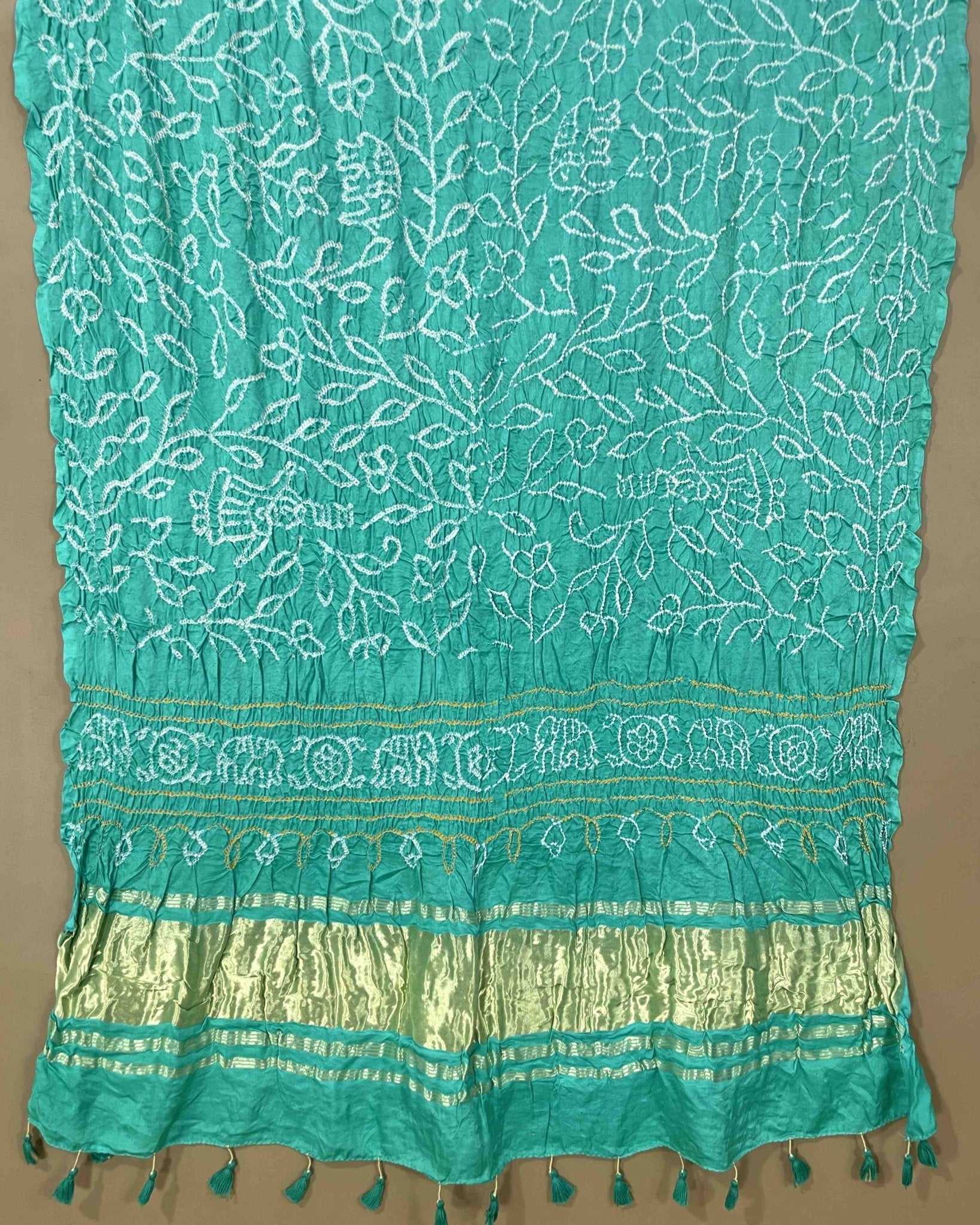 Sea Green Bandhani Dupatta - SindhoiPatolaArt