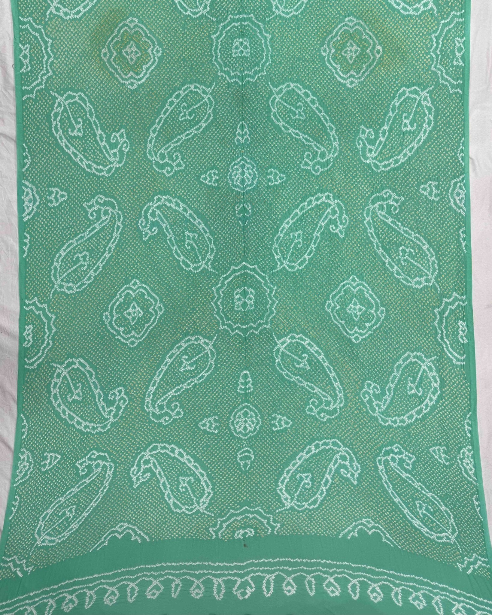 Sea Green Georgette Bandhani Dupatta - SindhoiPatolaArt