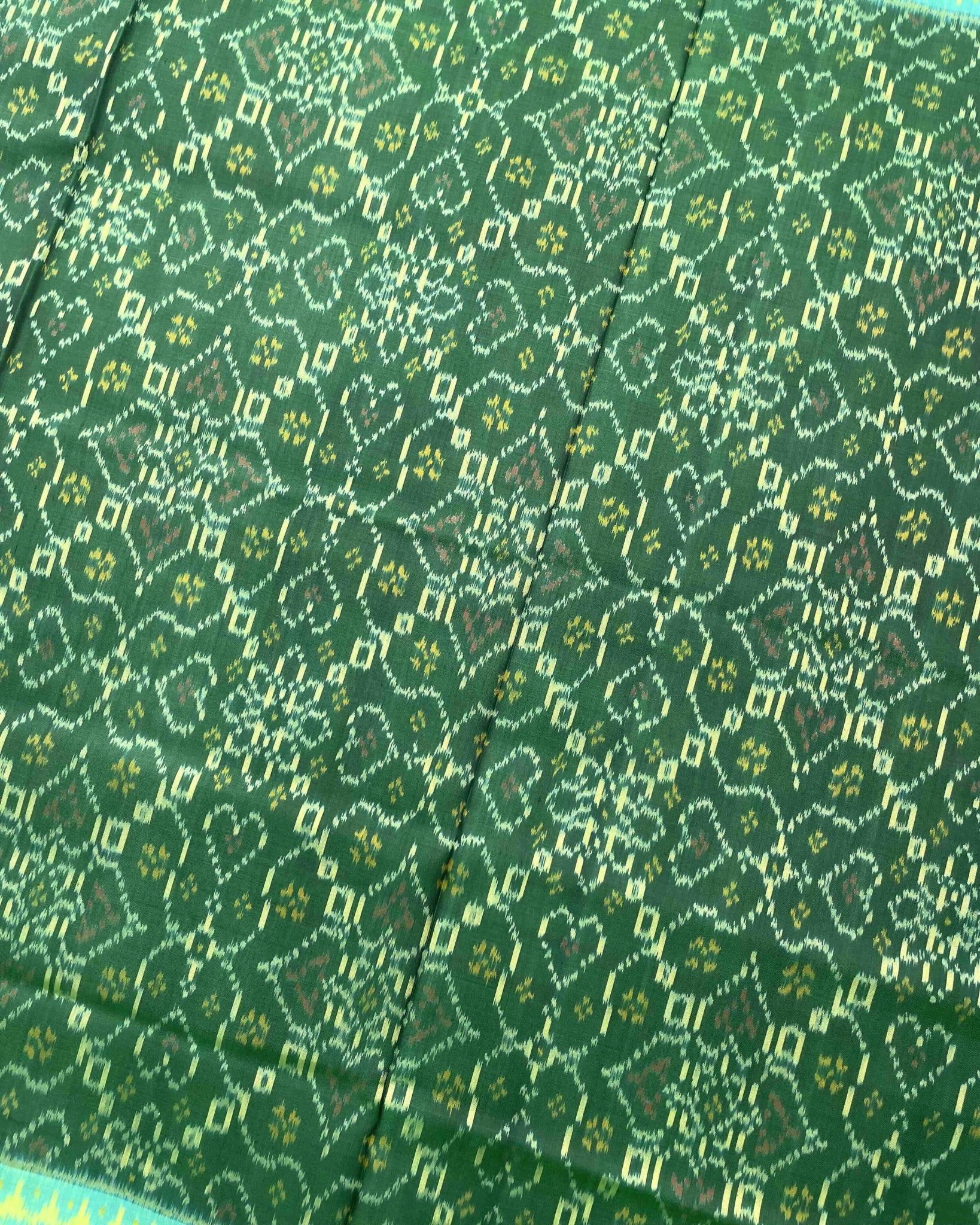 Sea Green & Green New Chhabdi Patola Saree - SindhoiPatolaArt