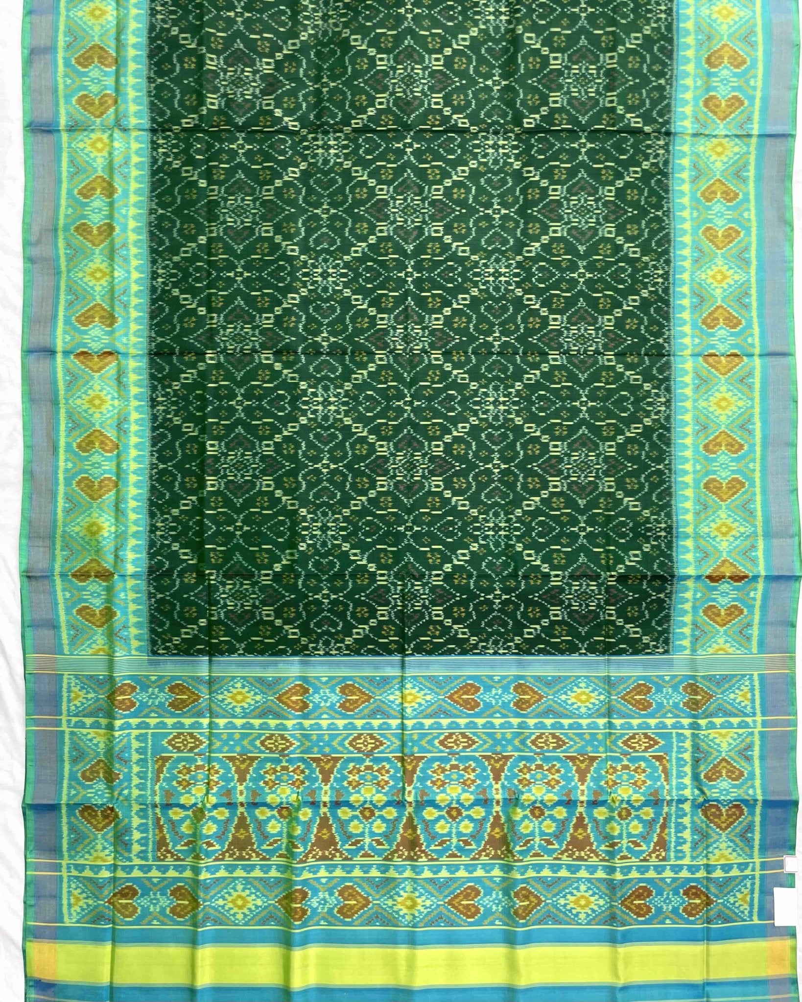 Sea Green & Green New Chhabdi Patola Saree - SindhoiPatolaArt