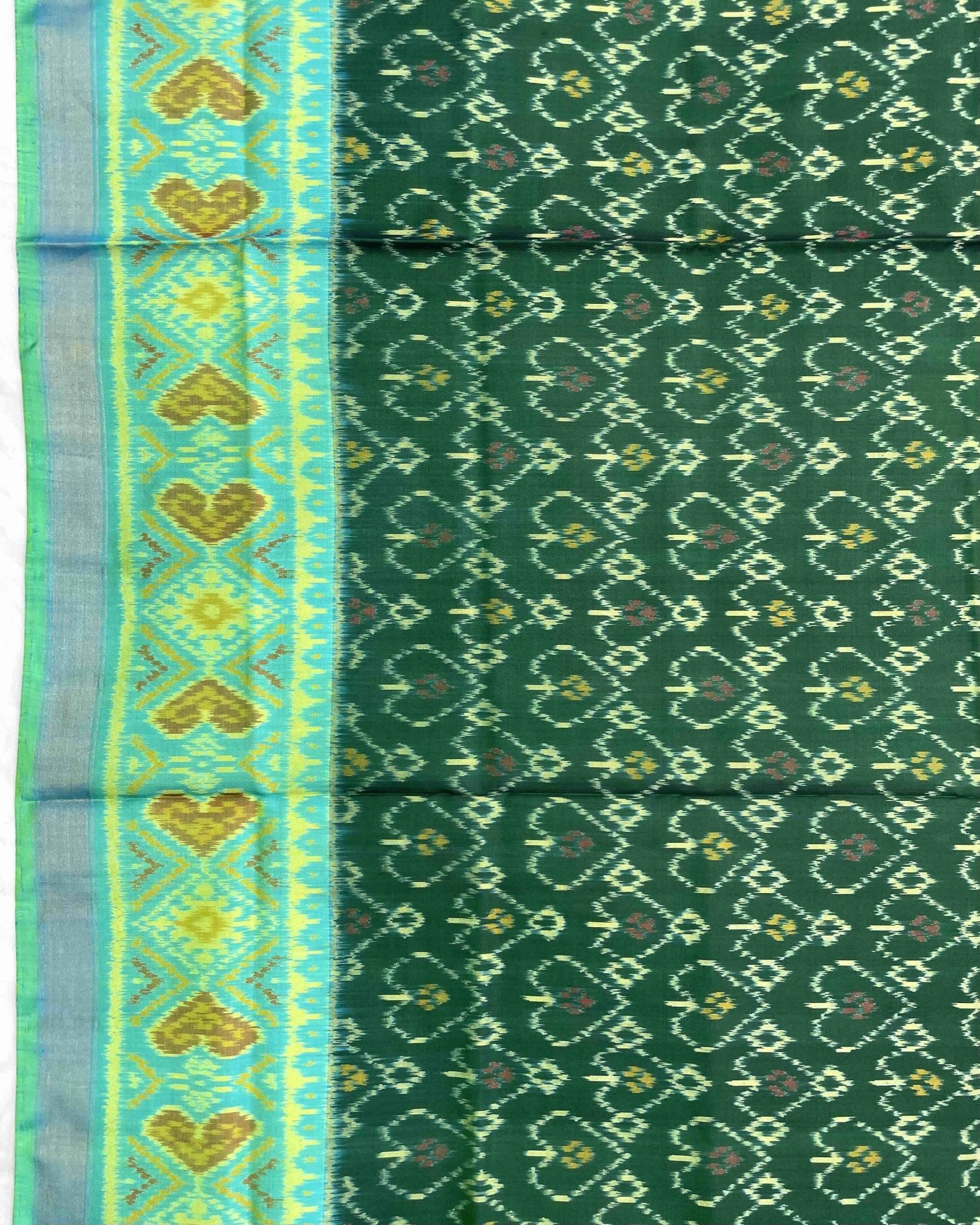 Sea Green & Green Pan Design Patola Saree - SindhoiPatolaArt