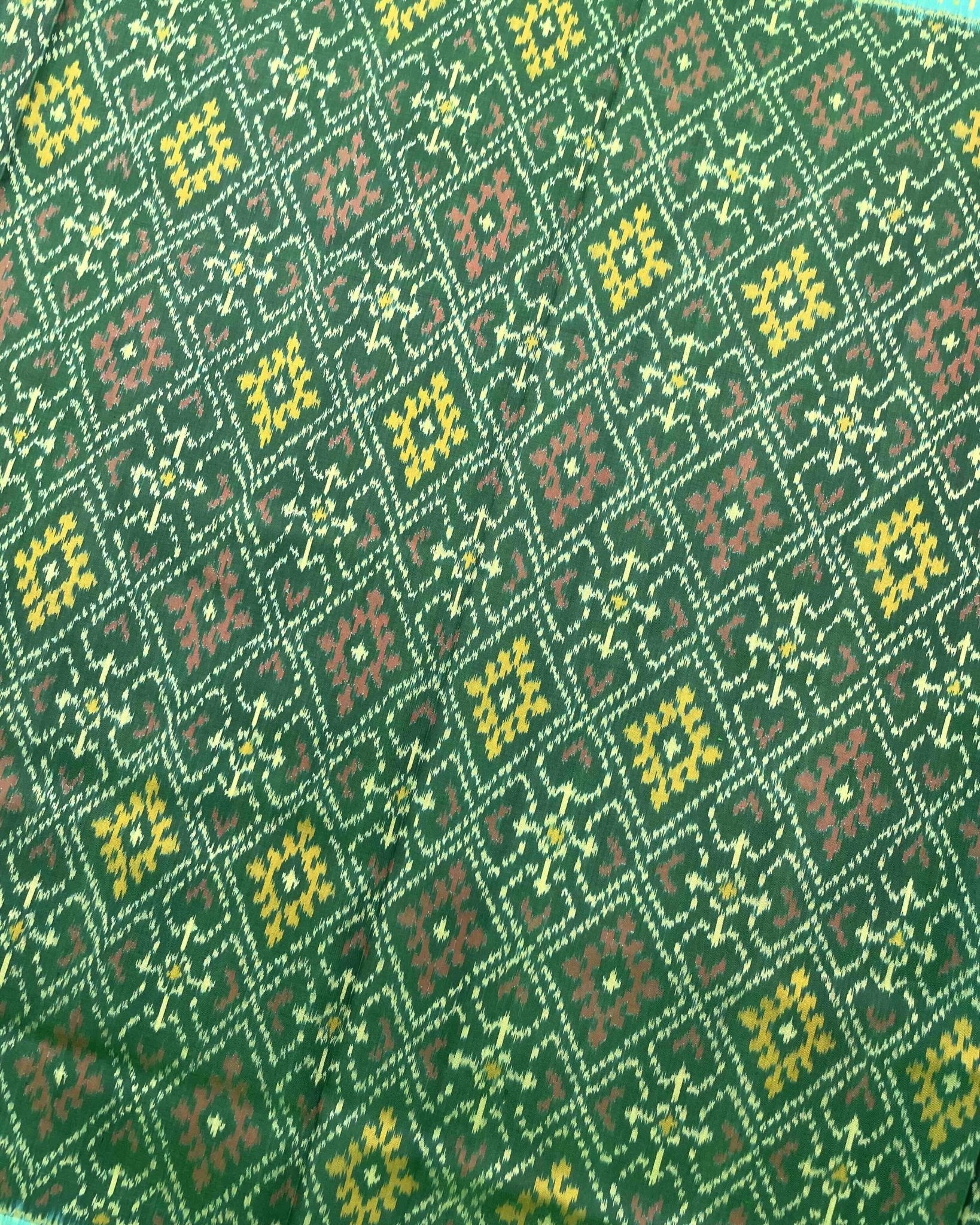 Sea Green & Green Panchanda Patola Saree - SindhoiPatolaArt