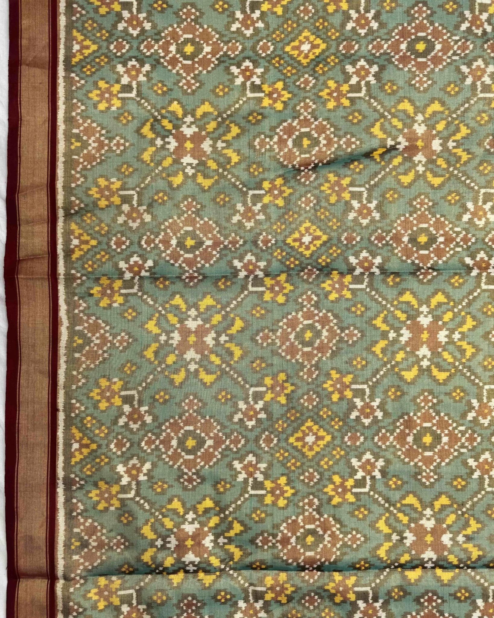 Sea Green Navratan Tissue Patola Saree - SindhoiPatolaArt