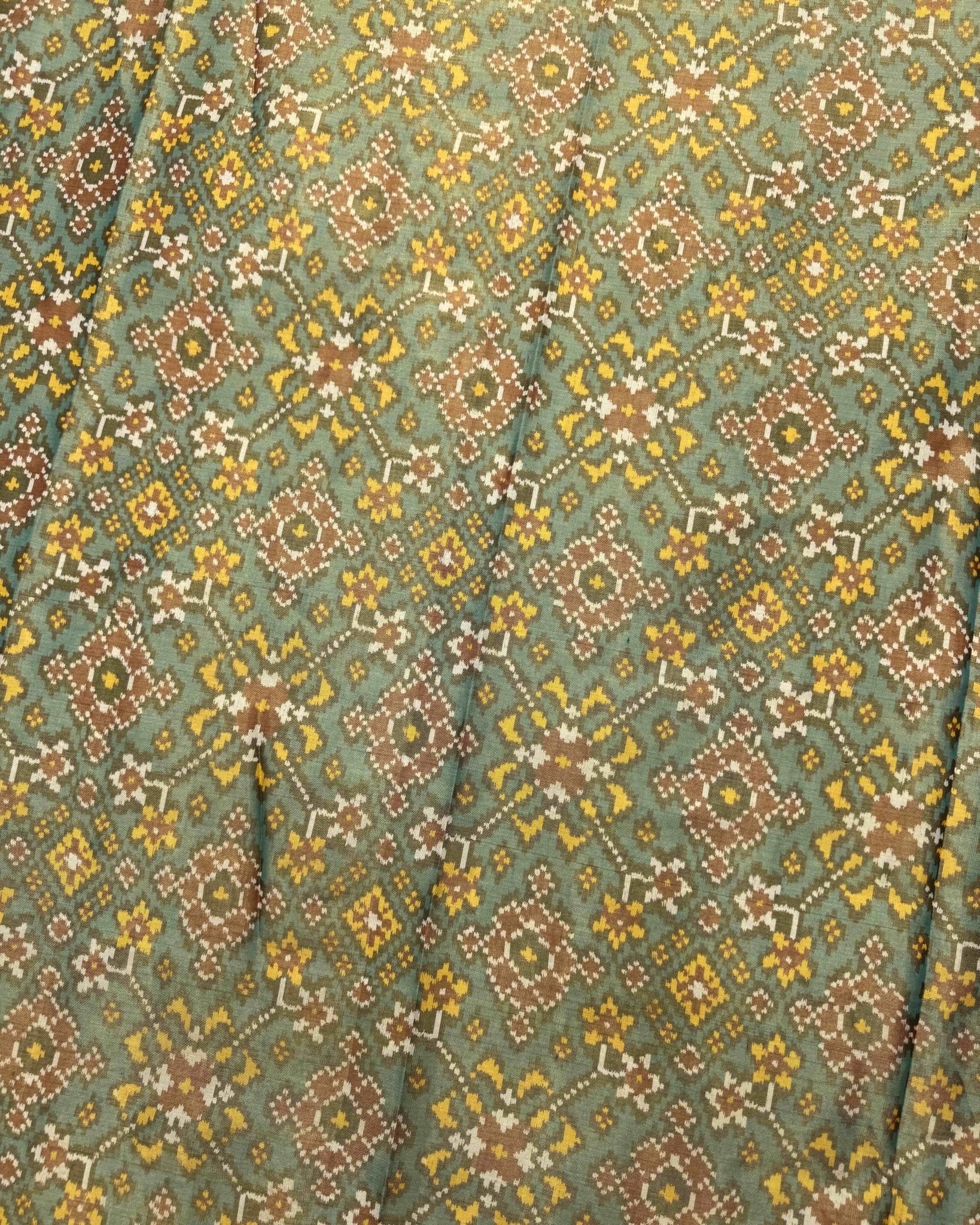 Sea Green Navratan Tissue Patola Saree - SindhoiPatolaArt