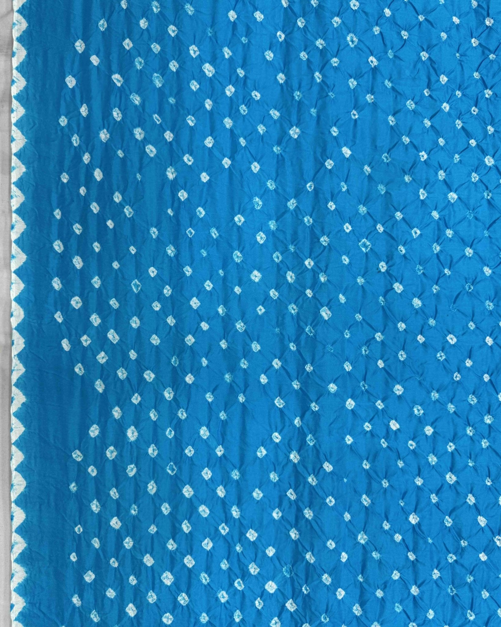 Sky Blue Habotai Bandhani Saree - SindhoiPatolaArt