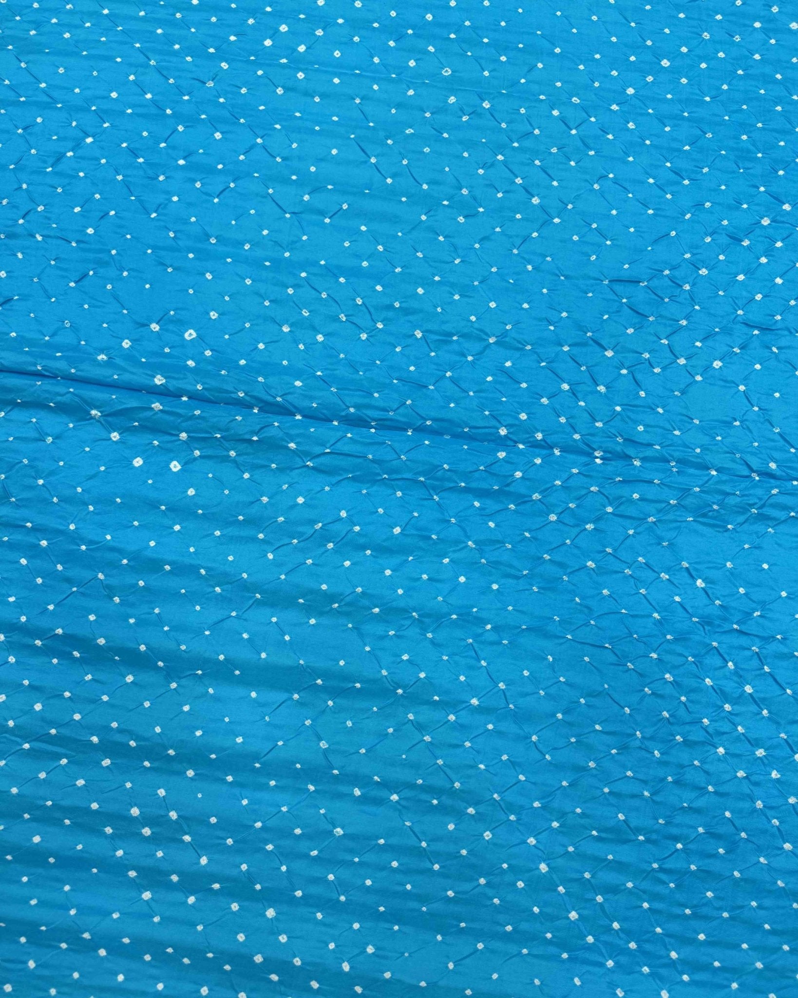 Sky Blue Habotai Bandhani Saree - SindhoiPatolaArt