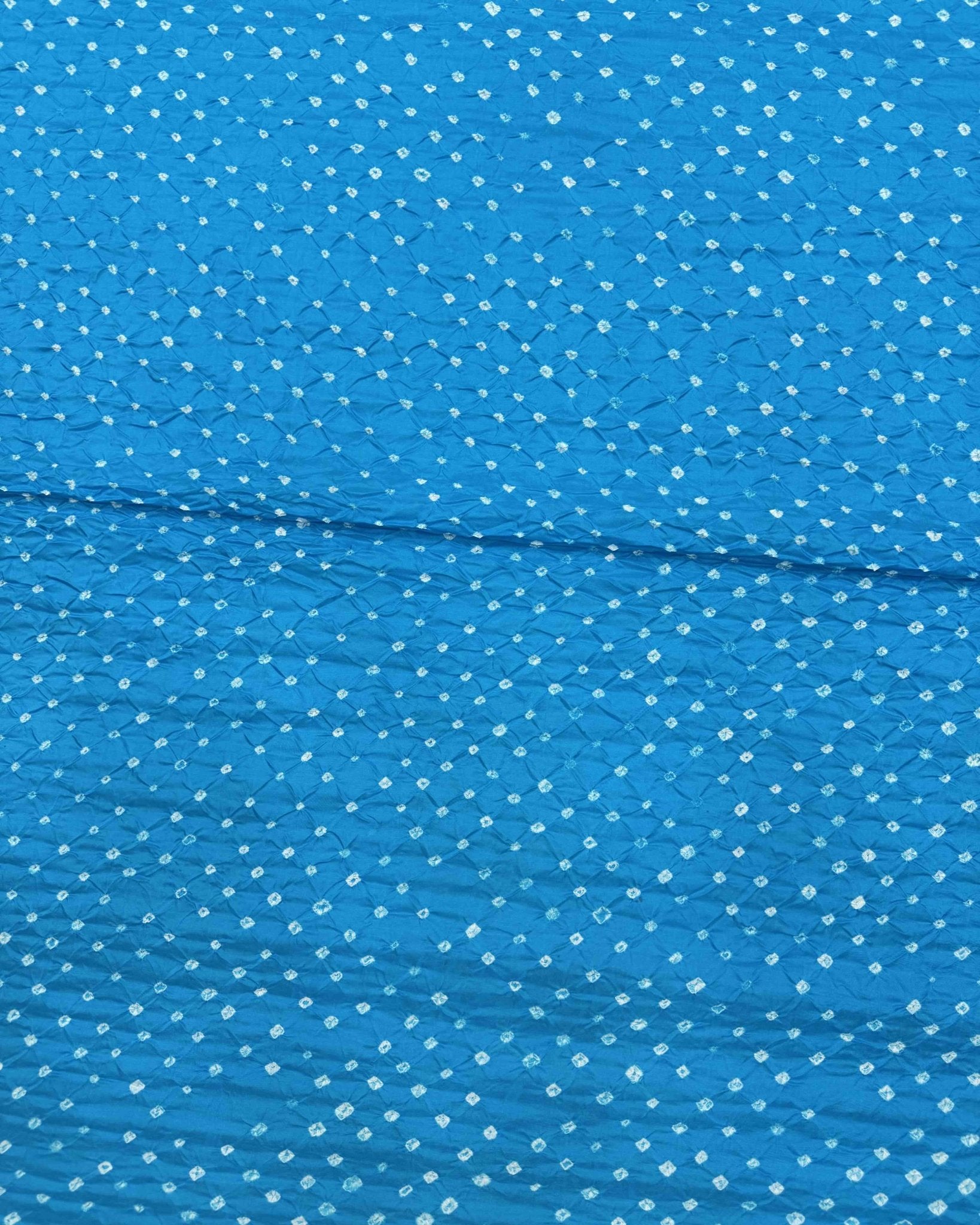 Sky Blue Habotai Bandhani Saree - SindhoiPatolaArt