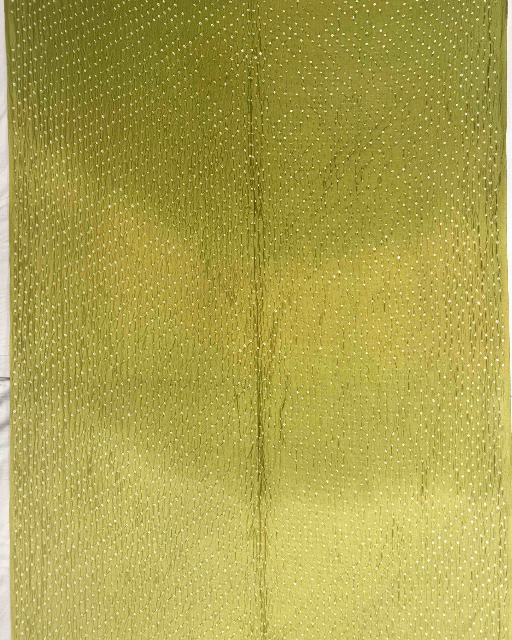 Sky Blue & Lemon Green Shaded Munga Silk Bandhani Saree - SindhoiPatolaArt