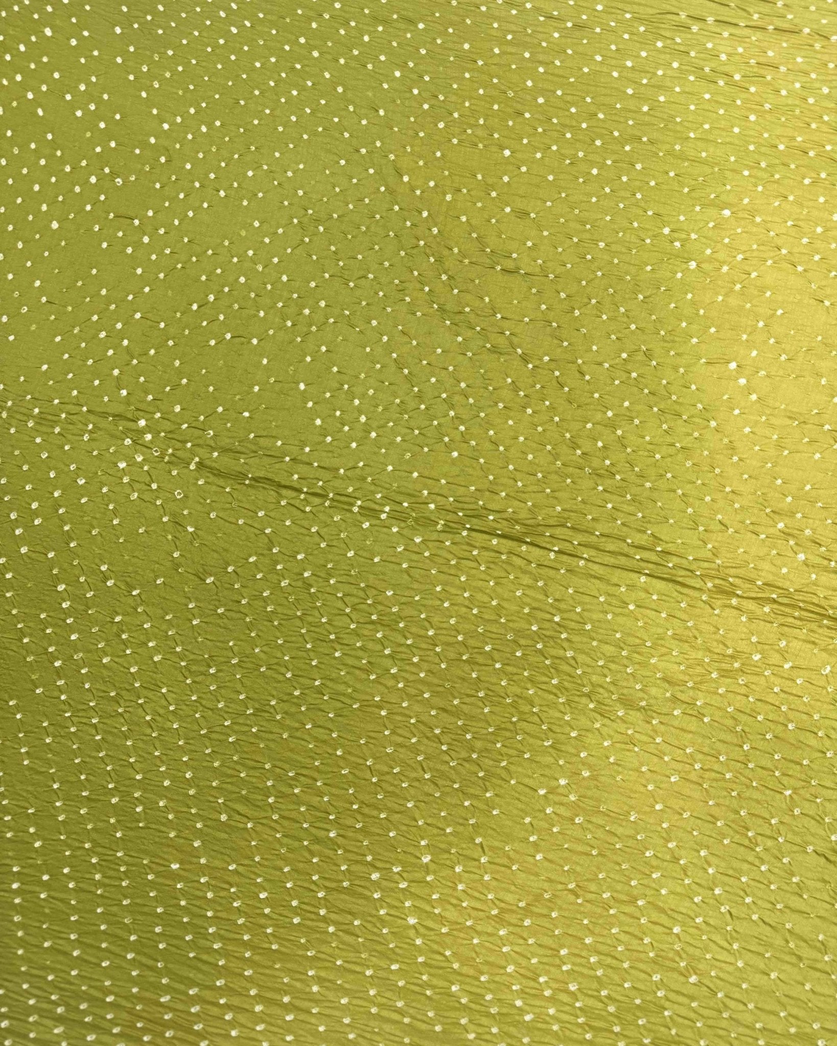 Sky Blue & Lemon Green Shaded Munga Silk Bandhani Saree - SindhoiPatolaArt