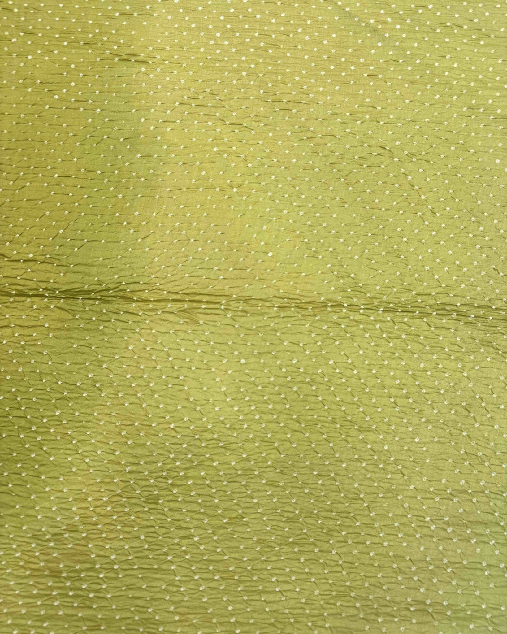 Sky Blue & Lemon Green Shaded Munga Silk Bandhani Saree - SindhoiPatolaArt