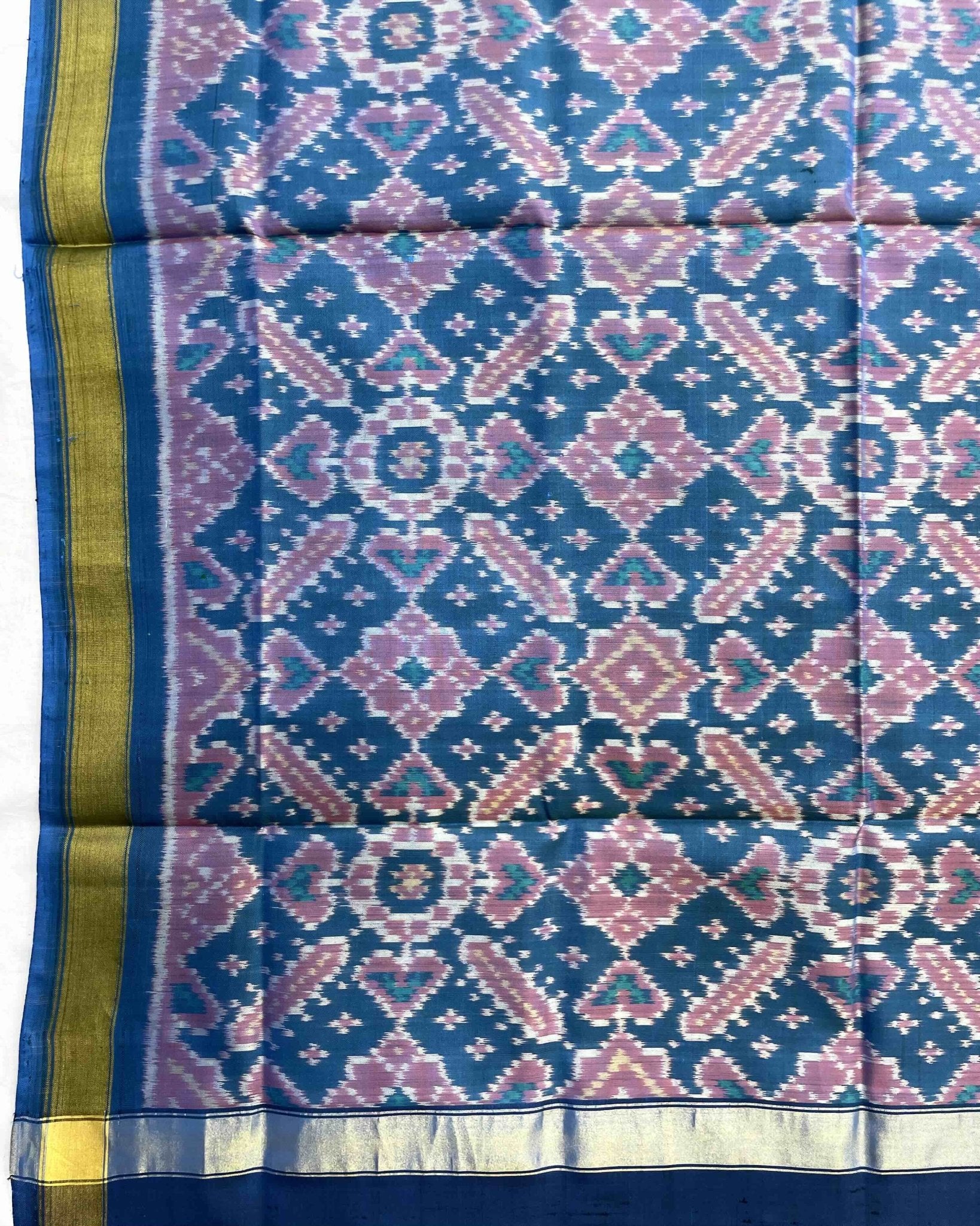 Sky Blue Manekchowk Patola Dupatta - SindhoiPatolaArt