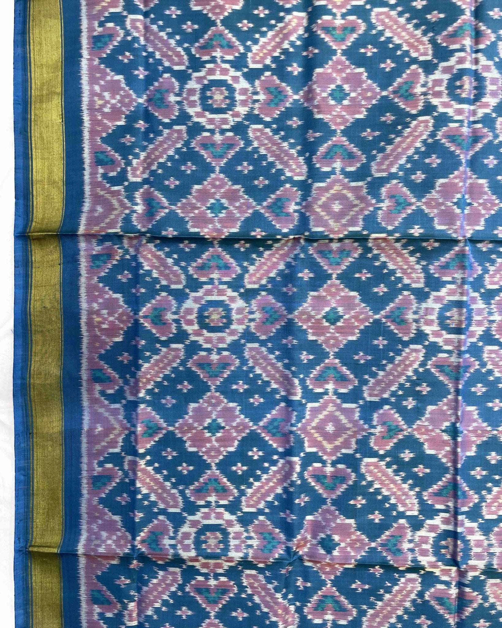 Sky Blue Manekchowk Patola Dupatta - SindhoiPatolaArt