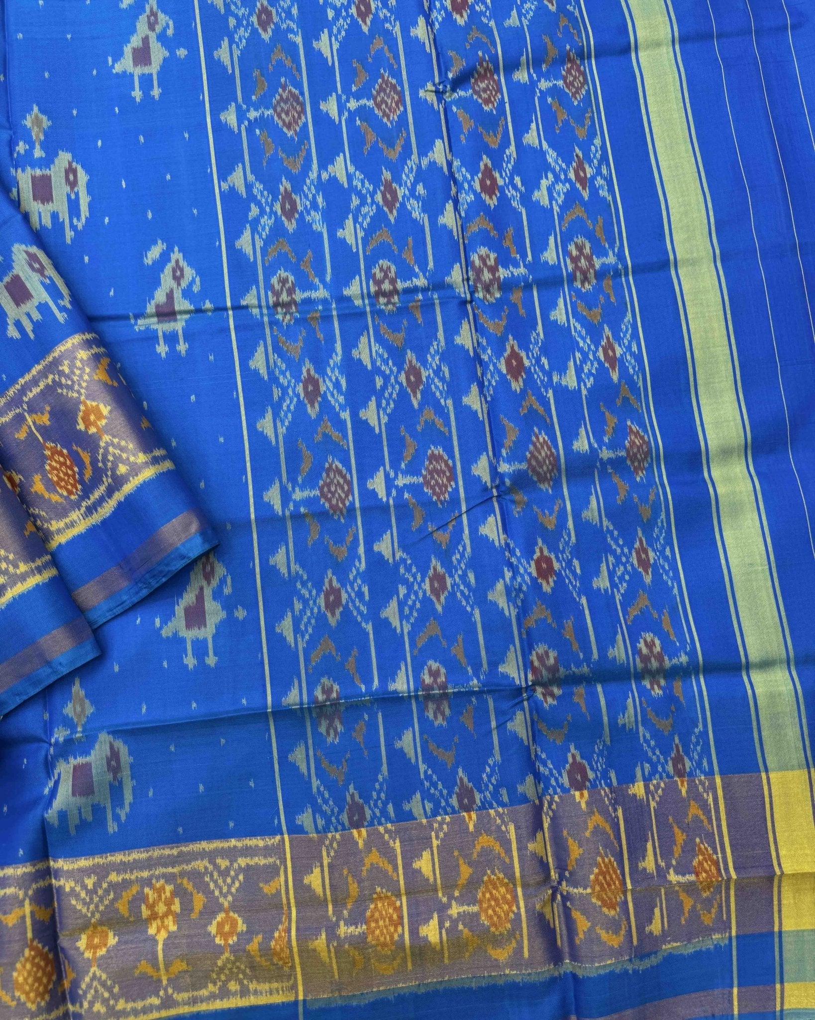 Sky Blue Narikunj Doted Patola Saree - SindhoiPatolaArt
