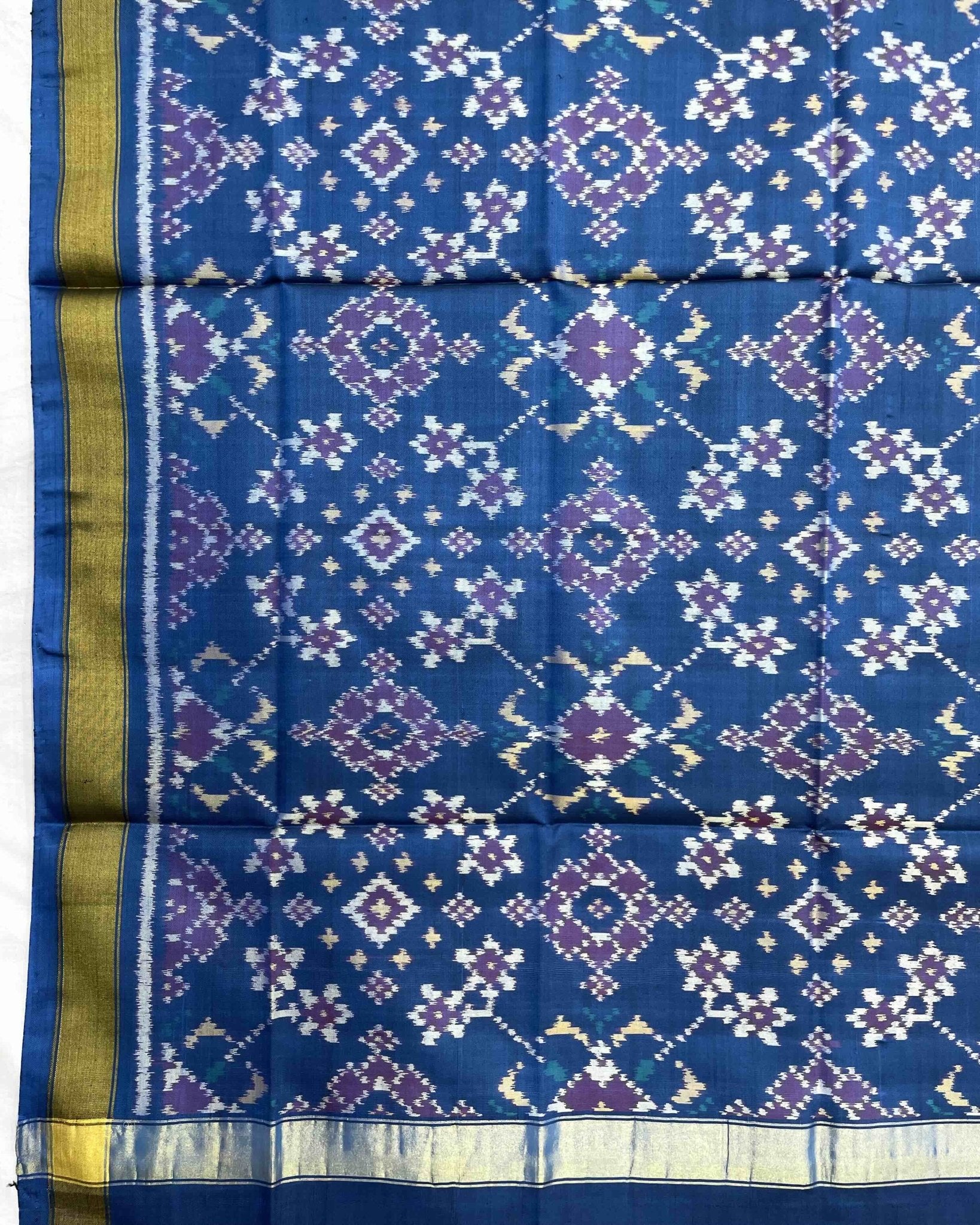Sky Blue Navratan Patola Dupatta - SindhoiPatolaArt