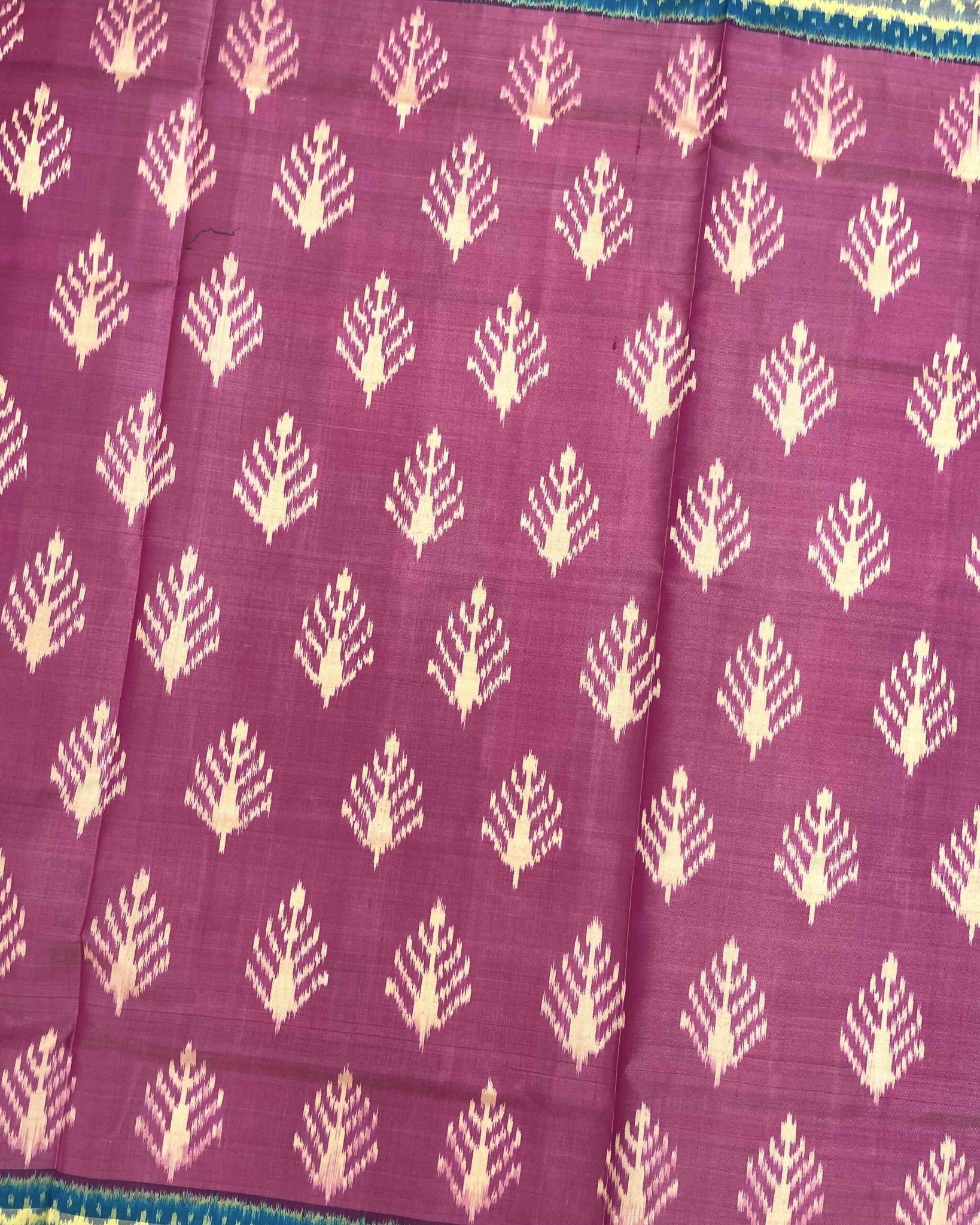 Sky Blue & Pink Fancy Leaves Patola Saree - SindhoiPatolaArt