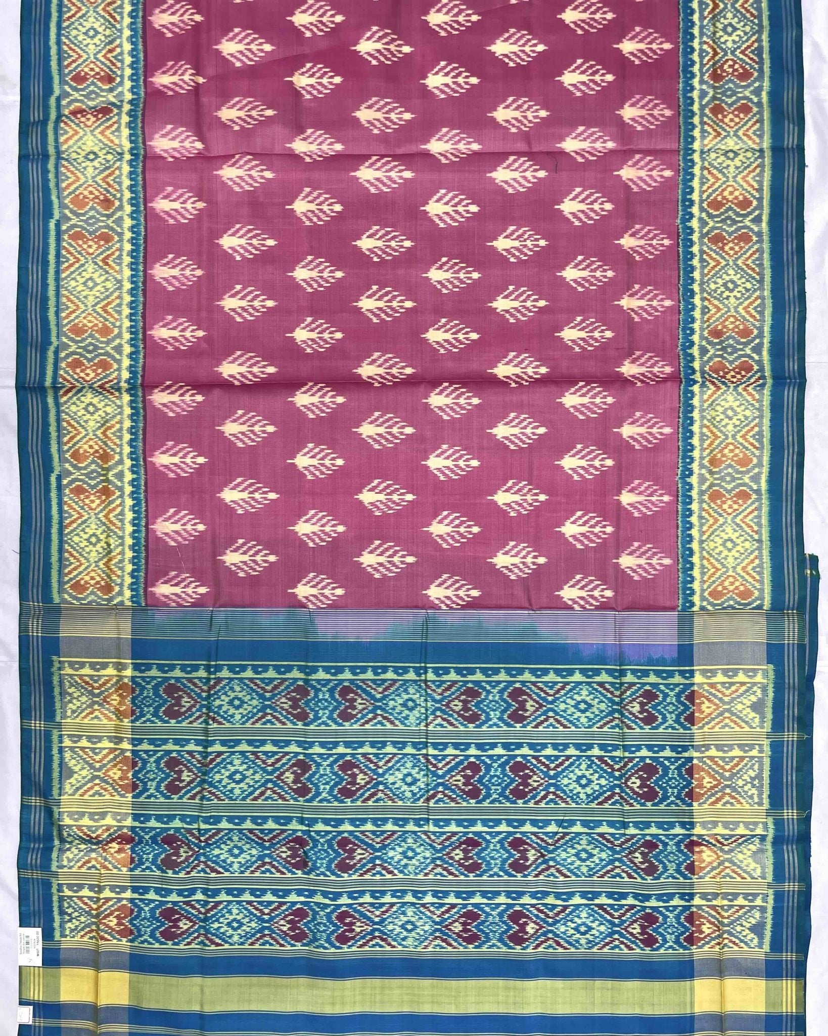 Sky Blue & Pink Fancy Leaves Patola Saree - SindhoiPatolaArt