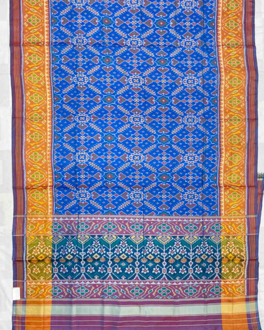 Turquoise & Blue Manekchowk Designer Patola Saree - SindhoiPatolaArt