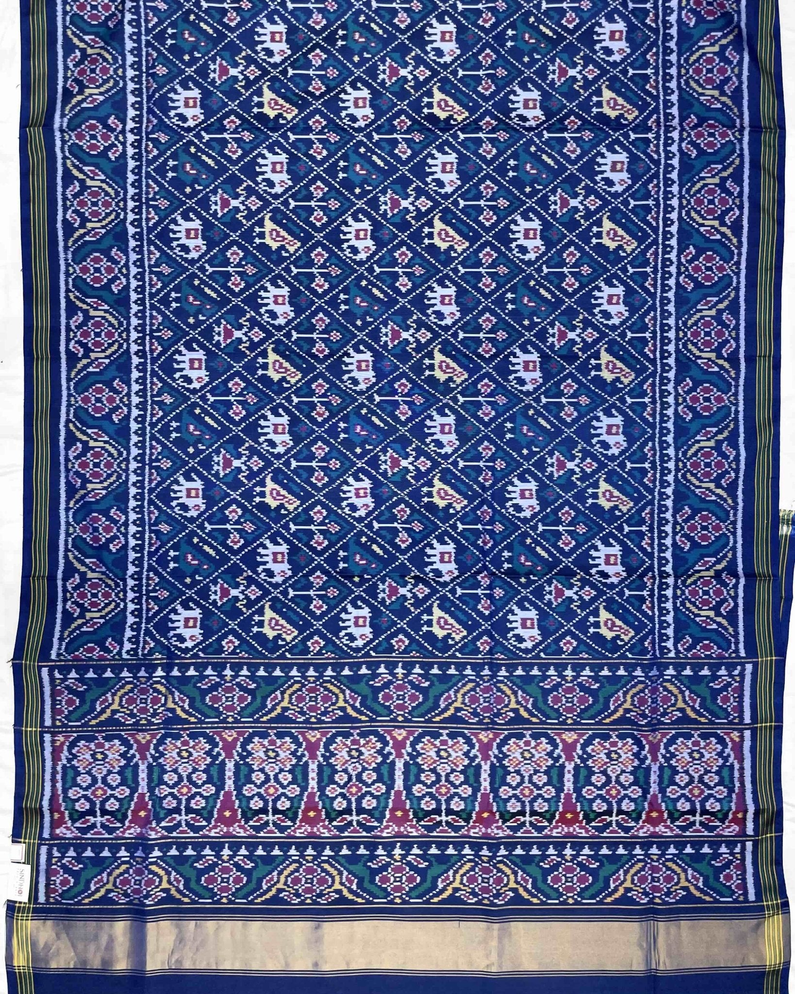 Turquoise Blue Narikunj Patola Saree - SindhoiPatolaArt