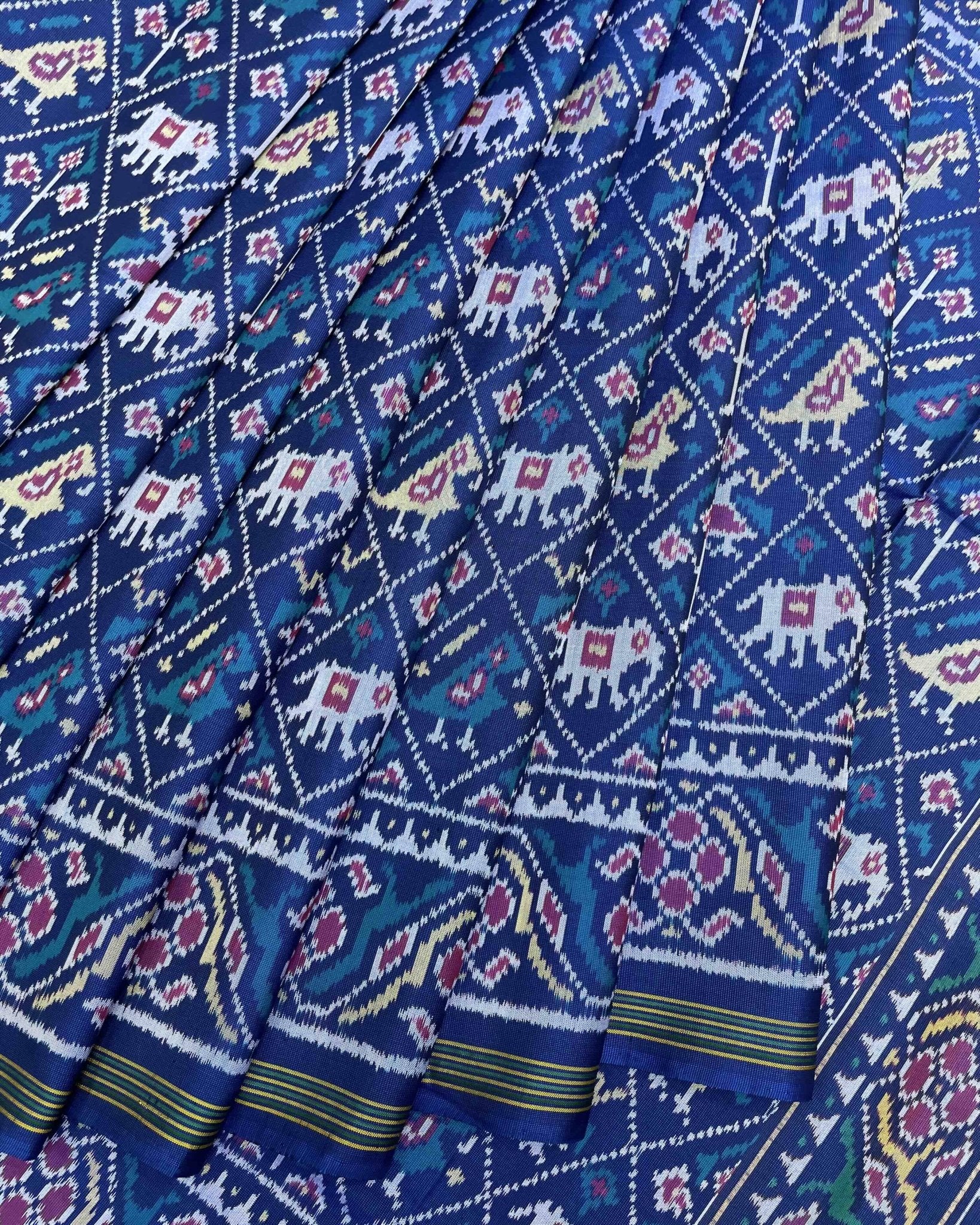 Turquoise Blue Narikunj Patola Saree - SindhoiPatolaArt