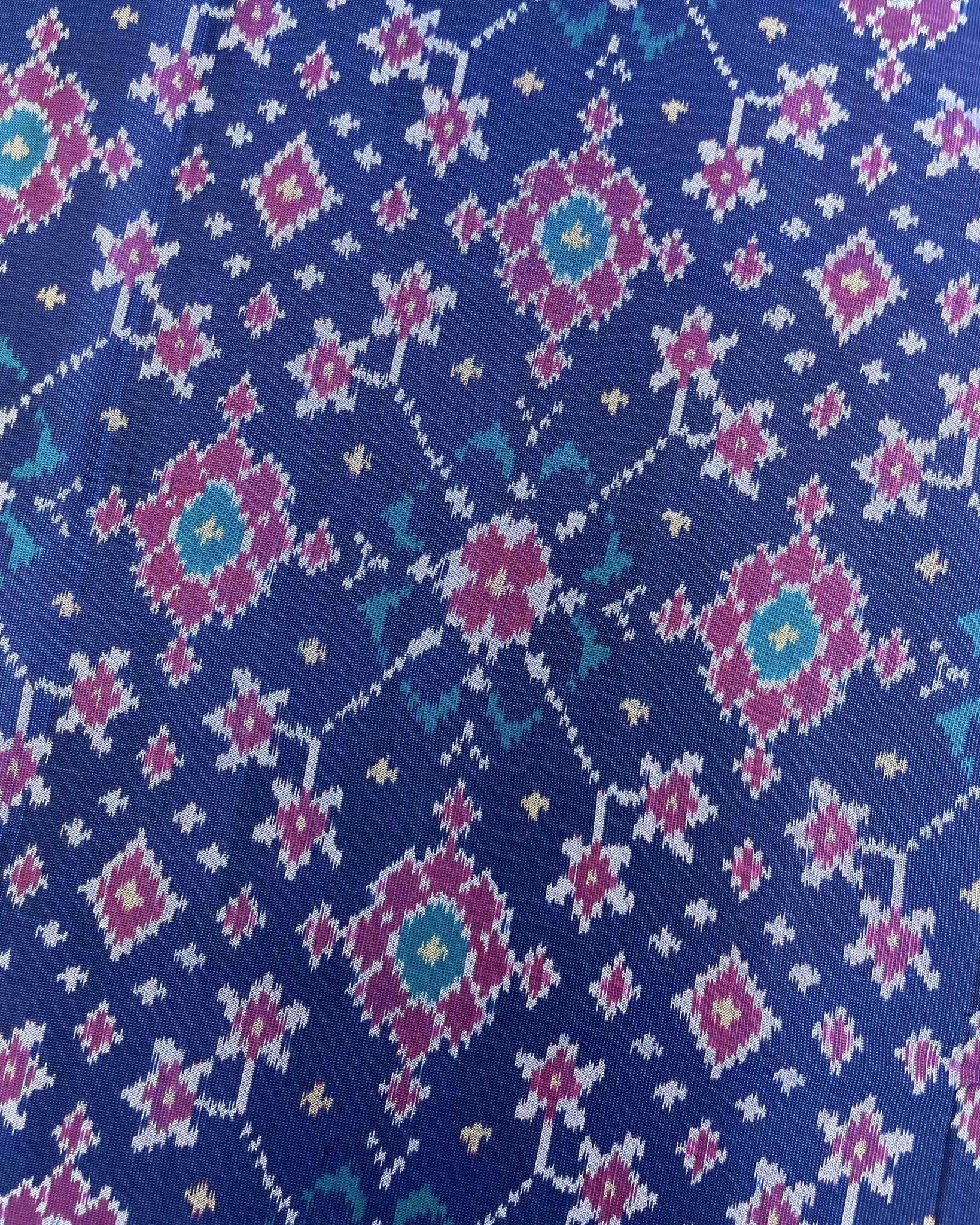 Turquoise Blue Navratan Patola Saree - SindhoiPatolaArt