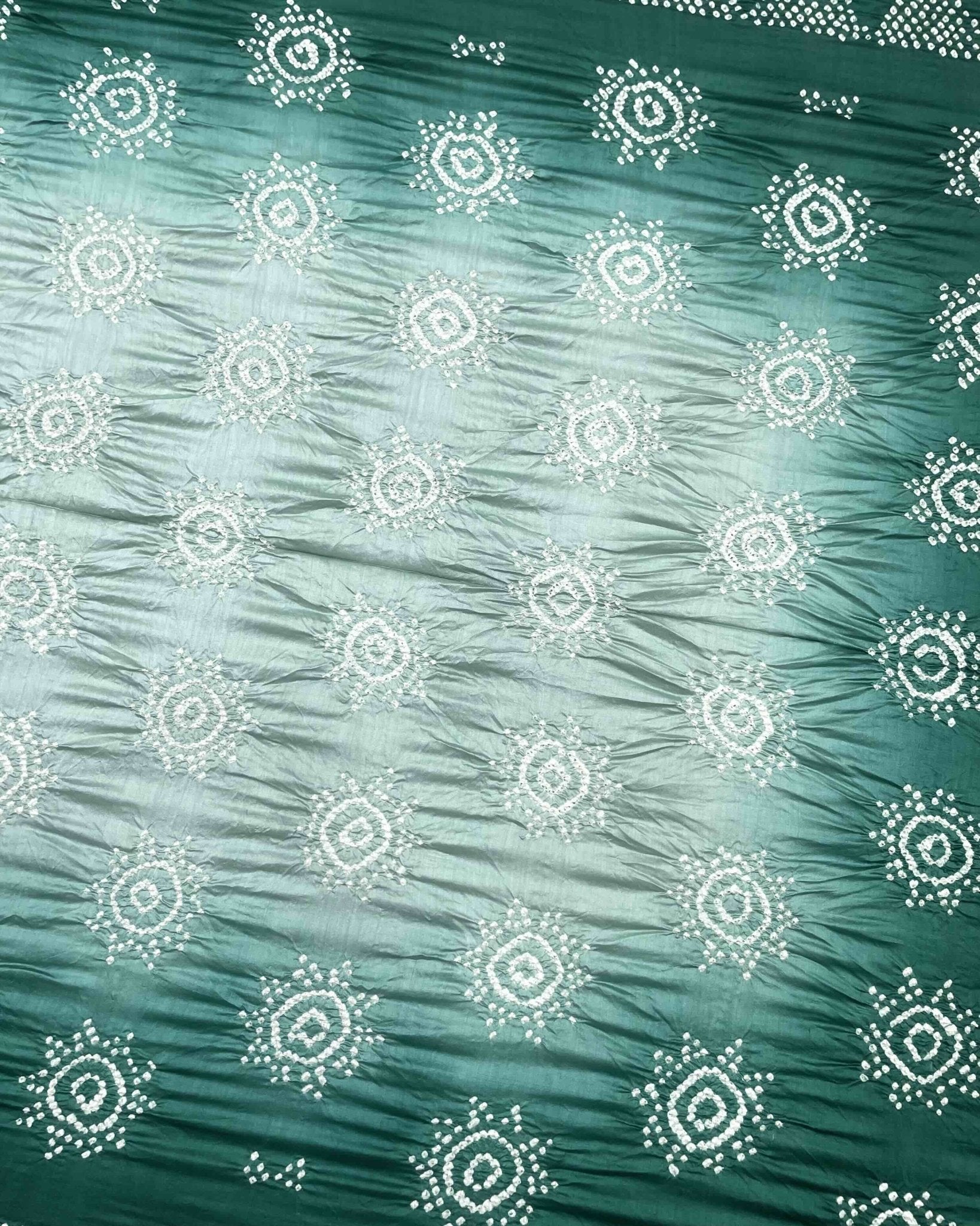 Turquoise Shaded Chiniya Bandhani Saree - SindhoiPatolaArt