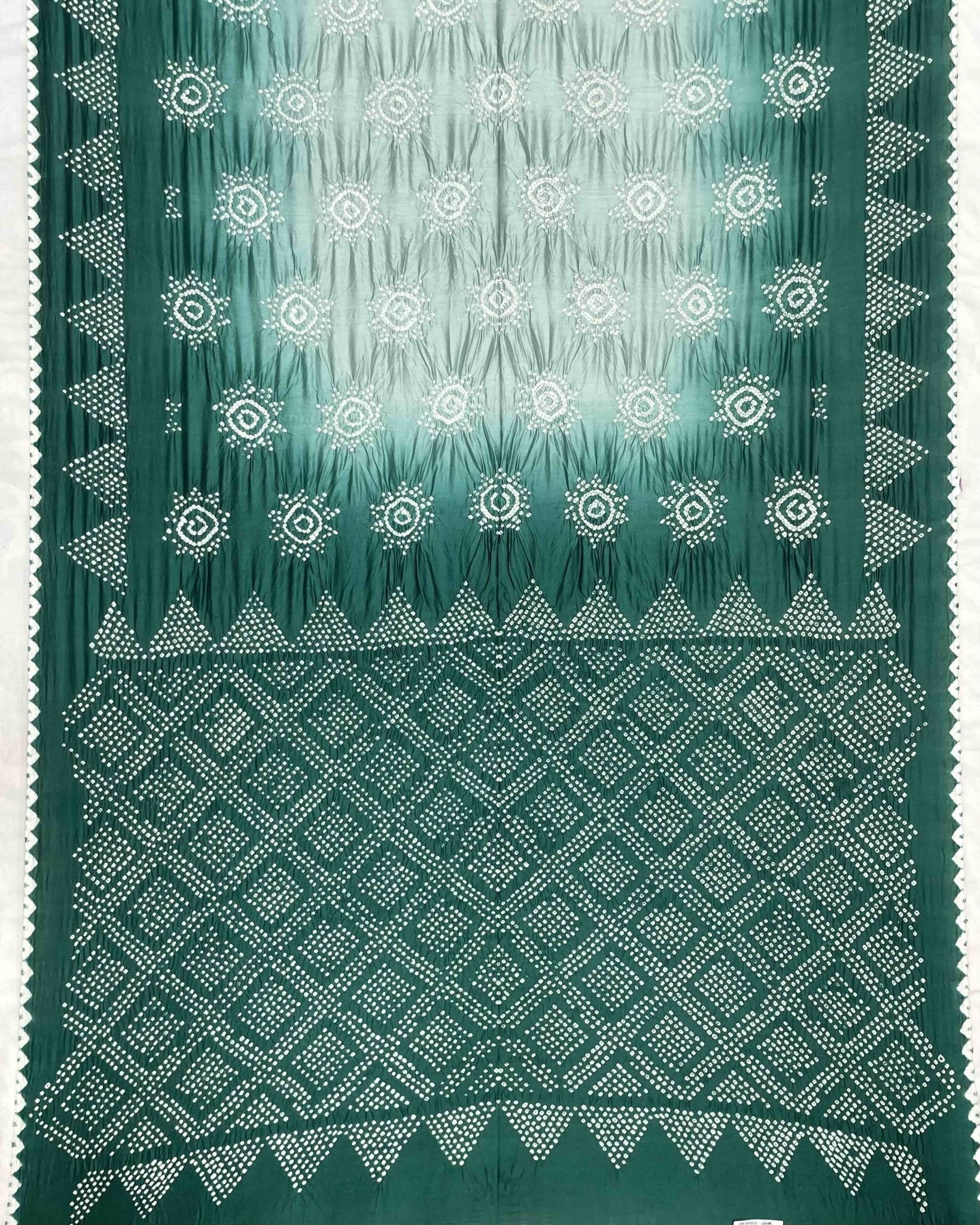 Turquoise Shaded Chiniya Bandhani Saree - SindhoiPatolaArt