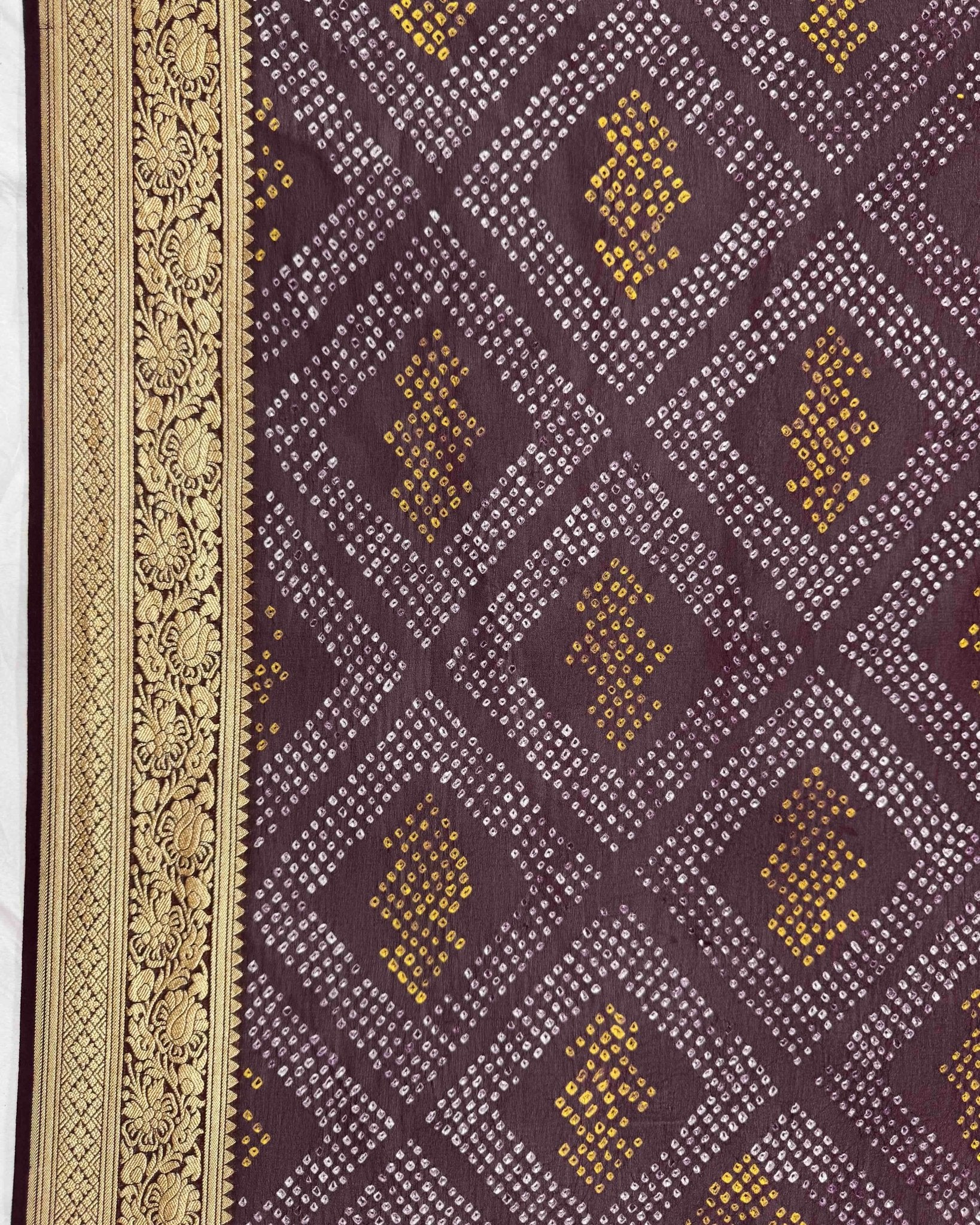 Wine Georgette Bandhani Dupatta - SindhoiPatolaArt