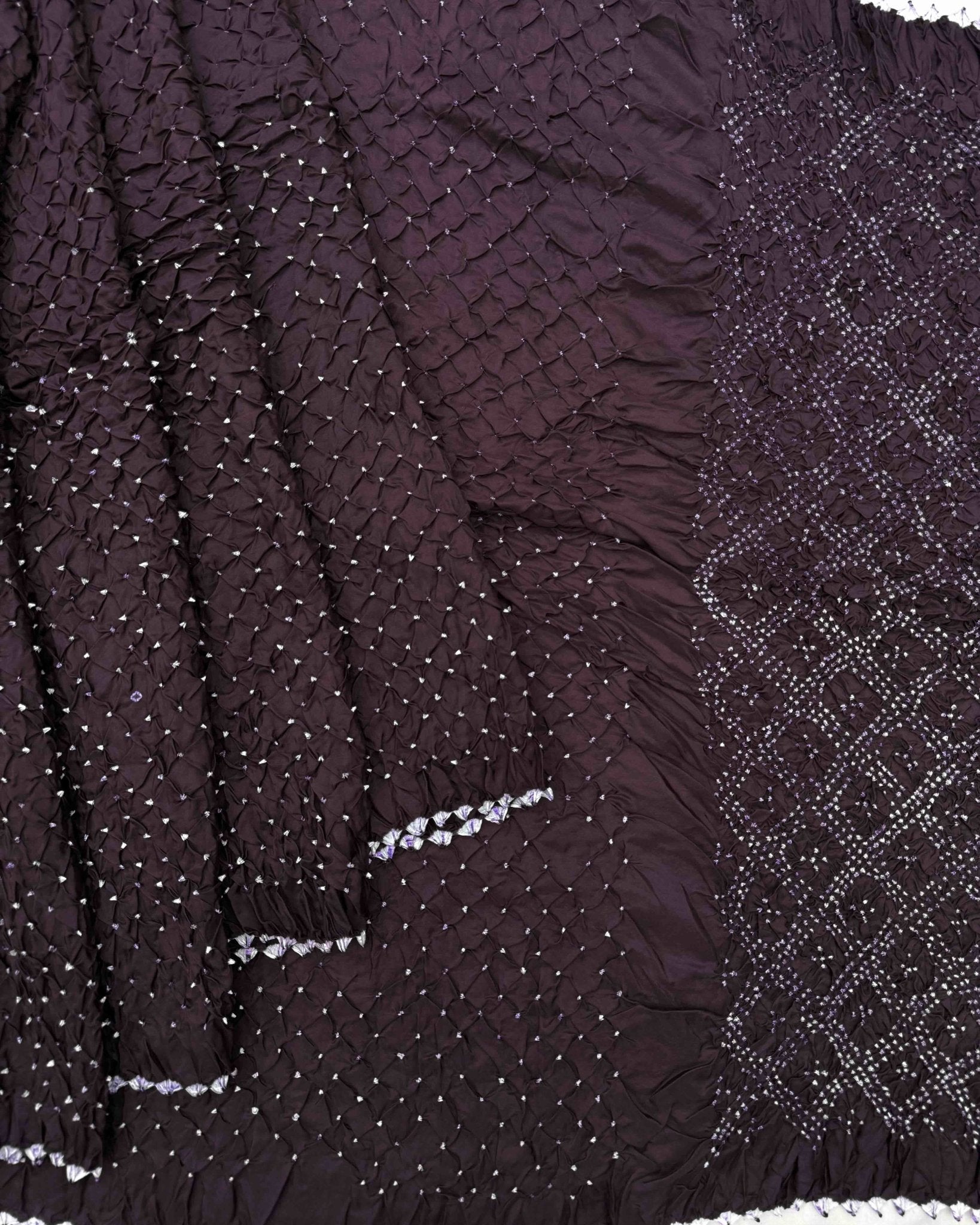 Wine Habotai Bandhani Saree - SindhoiPatolaArt