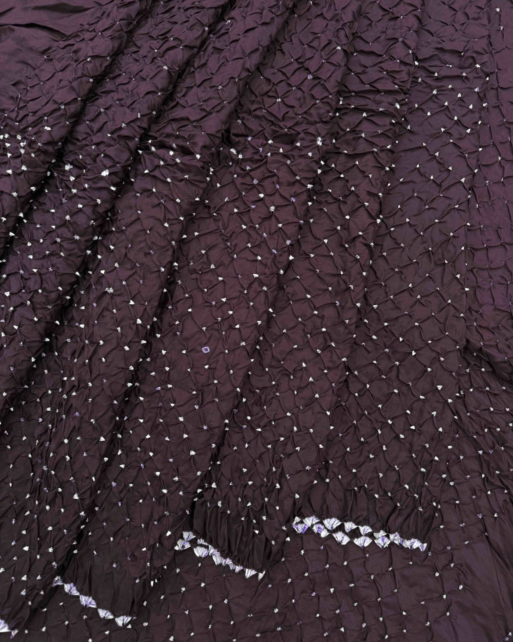 Wine Habotai Bandhani Saree - SindhoiPatolaArt