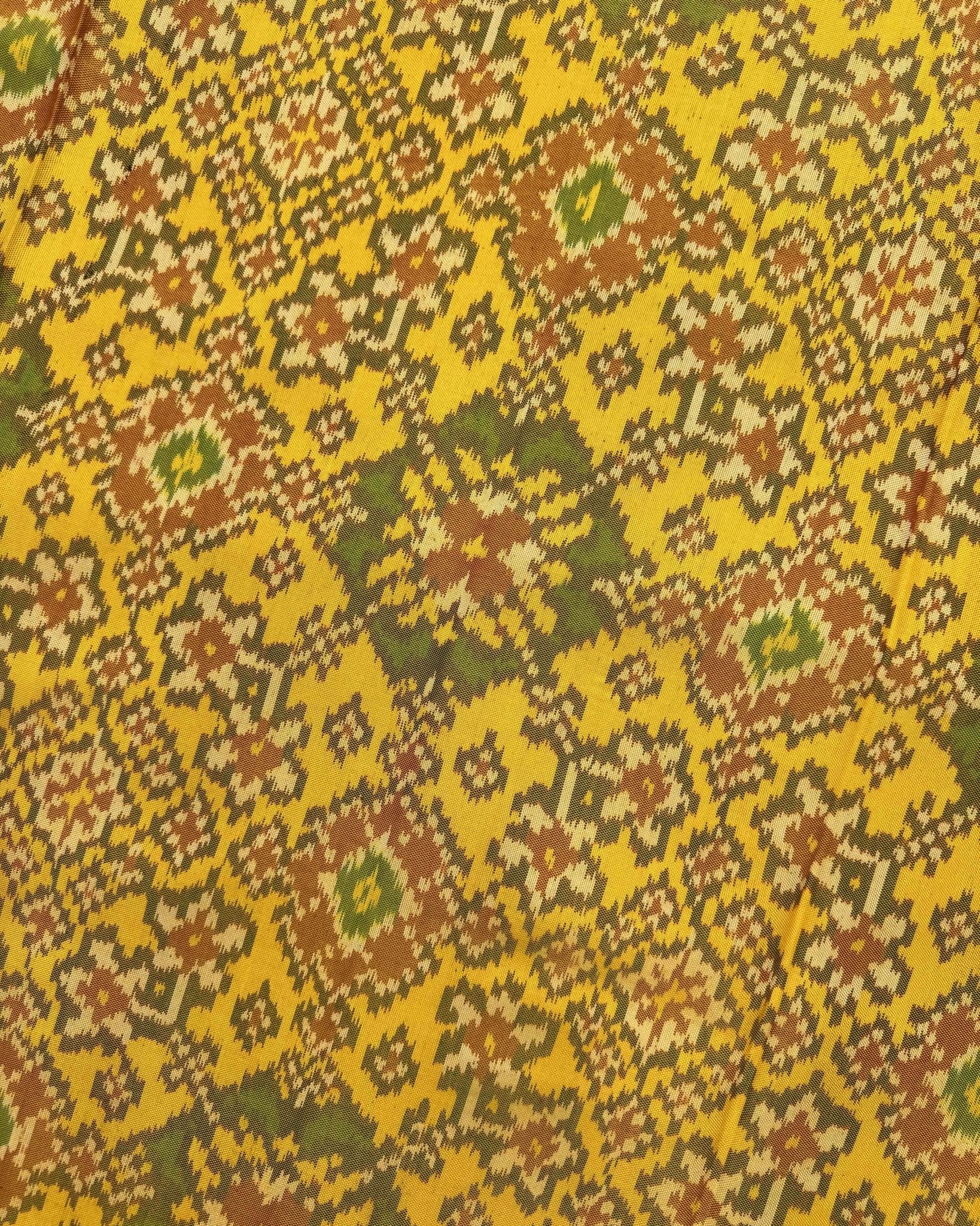 Yellow Navratan Ganga Jamuna Patola Saree - SindhoiPatolaArt