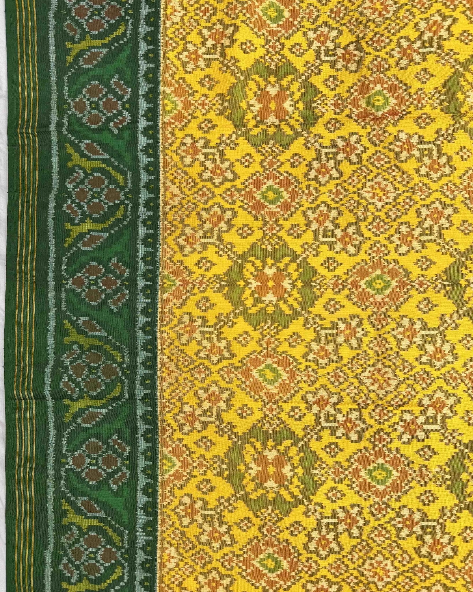 Yellow Navratan Ganga Jamuna Patola Saree - SindhoiPatolaArt