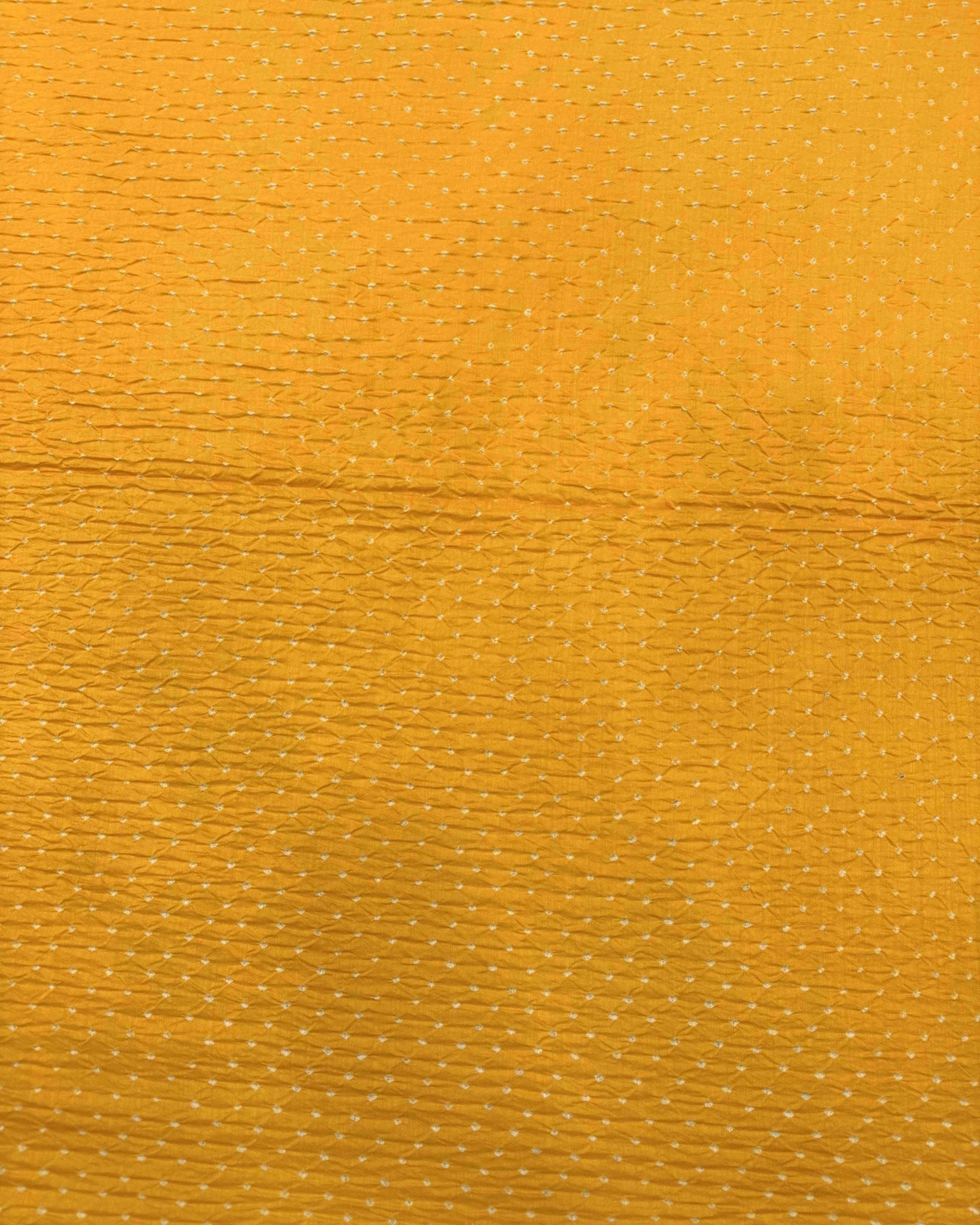 Yellow & Red Shaded Munga Silk Bandhani Saree - SindhoiPatolaArt