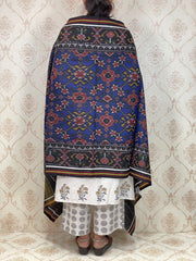Black & Blue Patola woolen shawl SindhoiPatolaArt