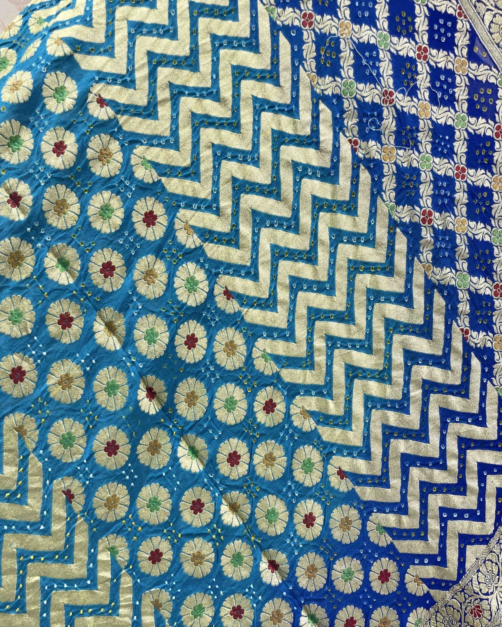 Banarasi Geogette Meenakari Bandhani Dupatta - SindhoiPatolaArt