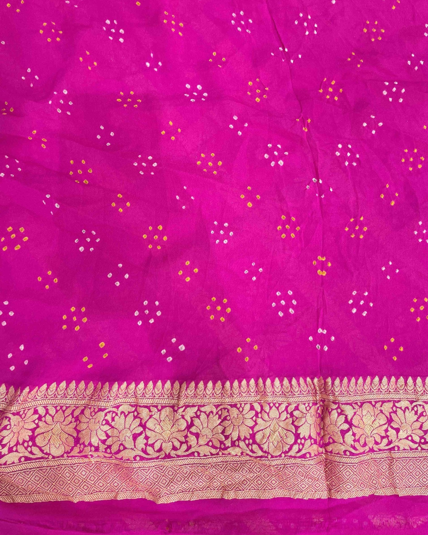 Banarasi Georgette zari chex Bandhani Saree - SindhoiPatolaArt