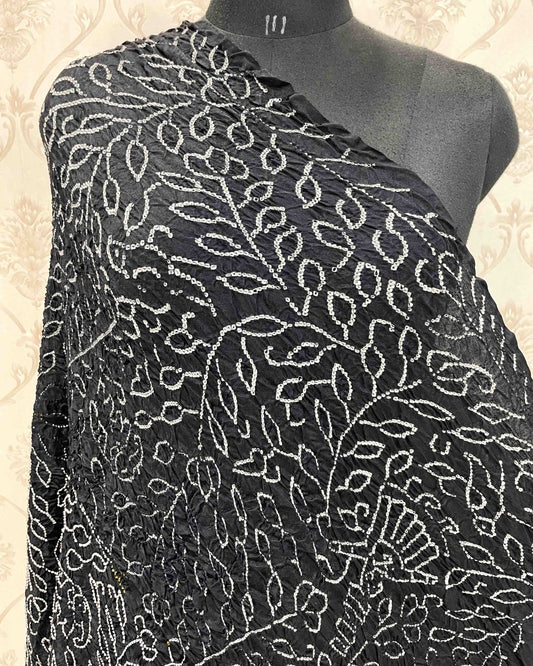 Black Bandhani Dupatta - SindhoiPatolaArt