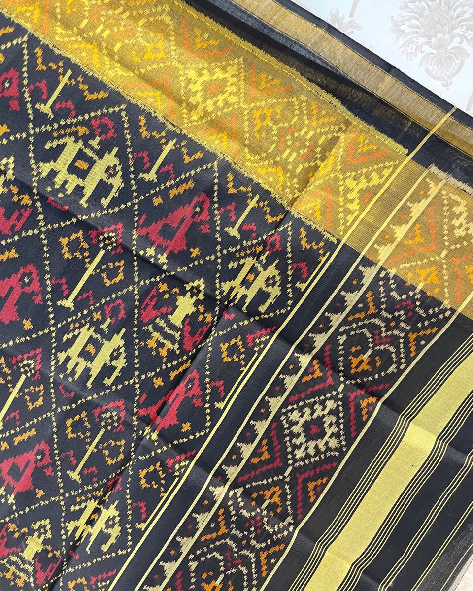 Black Narikunj Designer Patola Dupatta - SindhoiPatolaArt