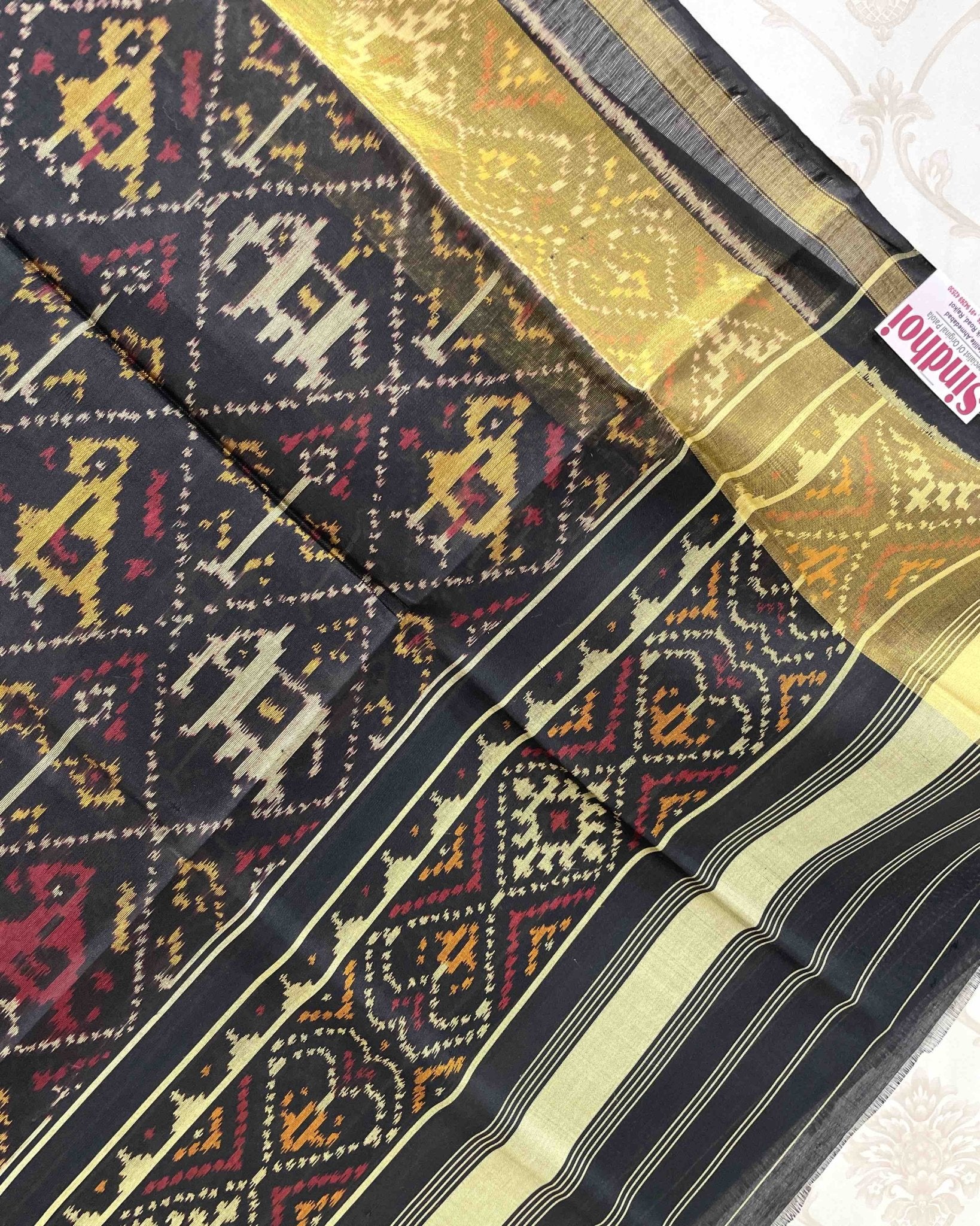 Black Narikunj Designer Patola Dupatta - SindhoiPatolaArt