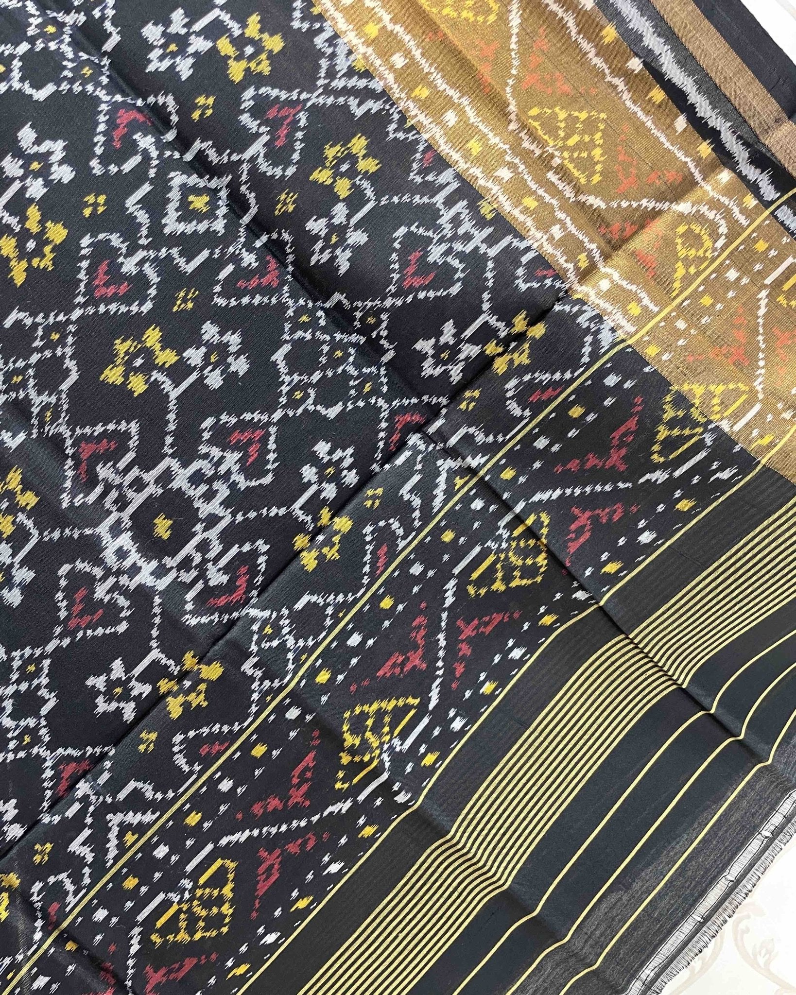 Black Navratan Designer Patola Dupatta - SindhoiPatolaArt