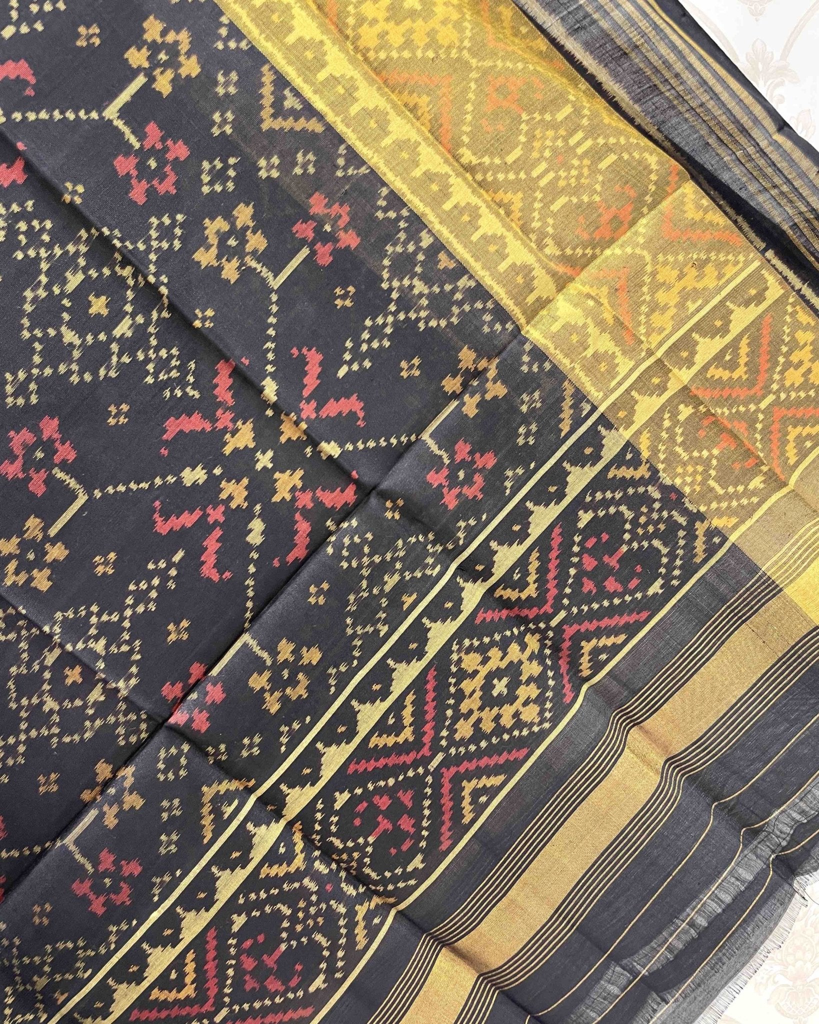 Black Navratan Designer Patola Dupatta - SindhoiPatolaArt