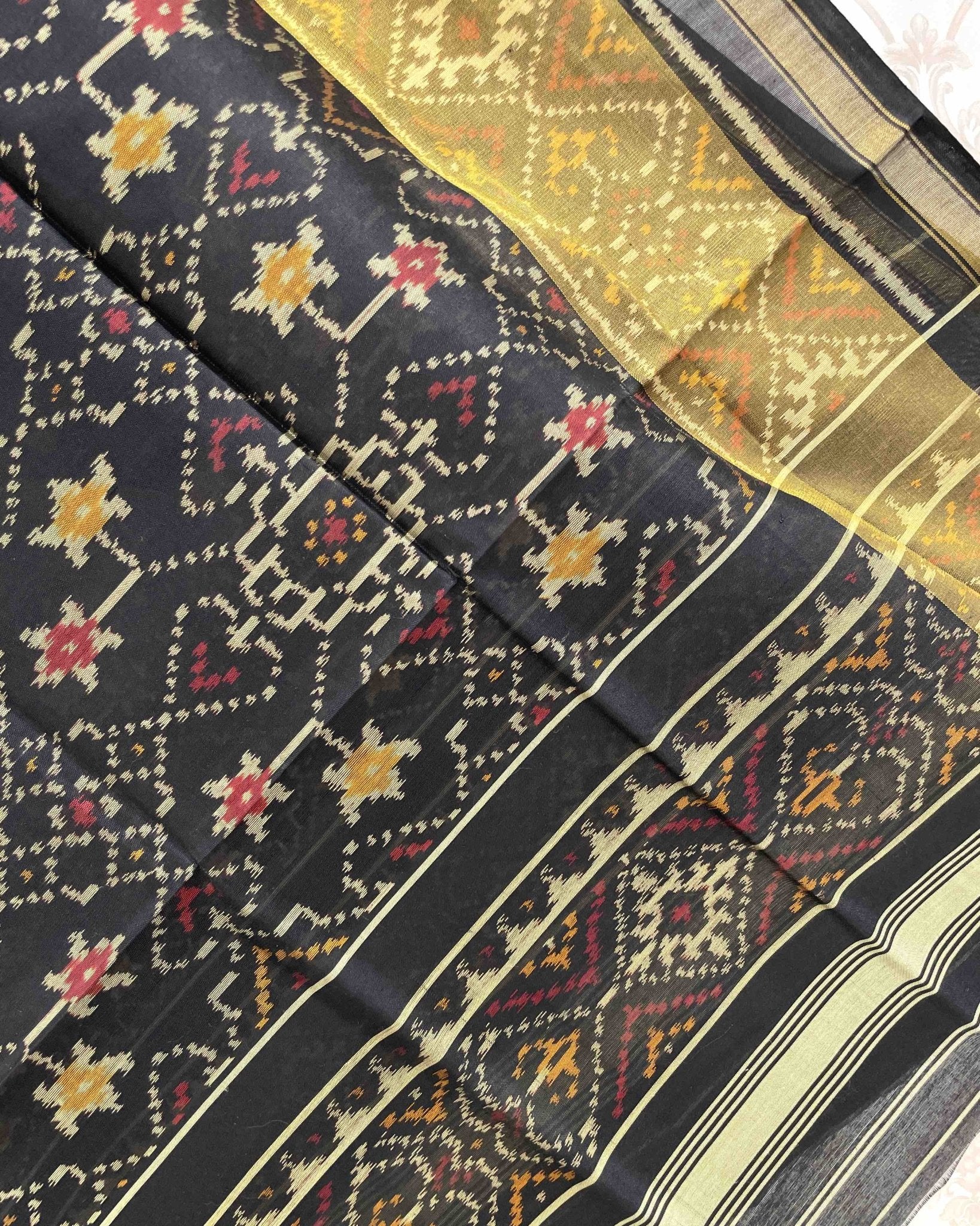 Black Navratan Designer Patola Dupatta - SindhoiPatolaArt