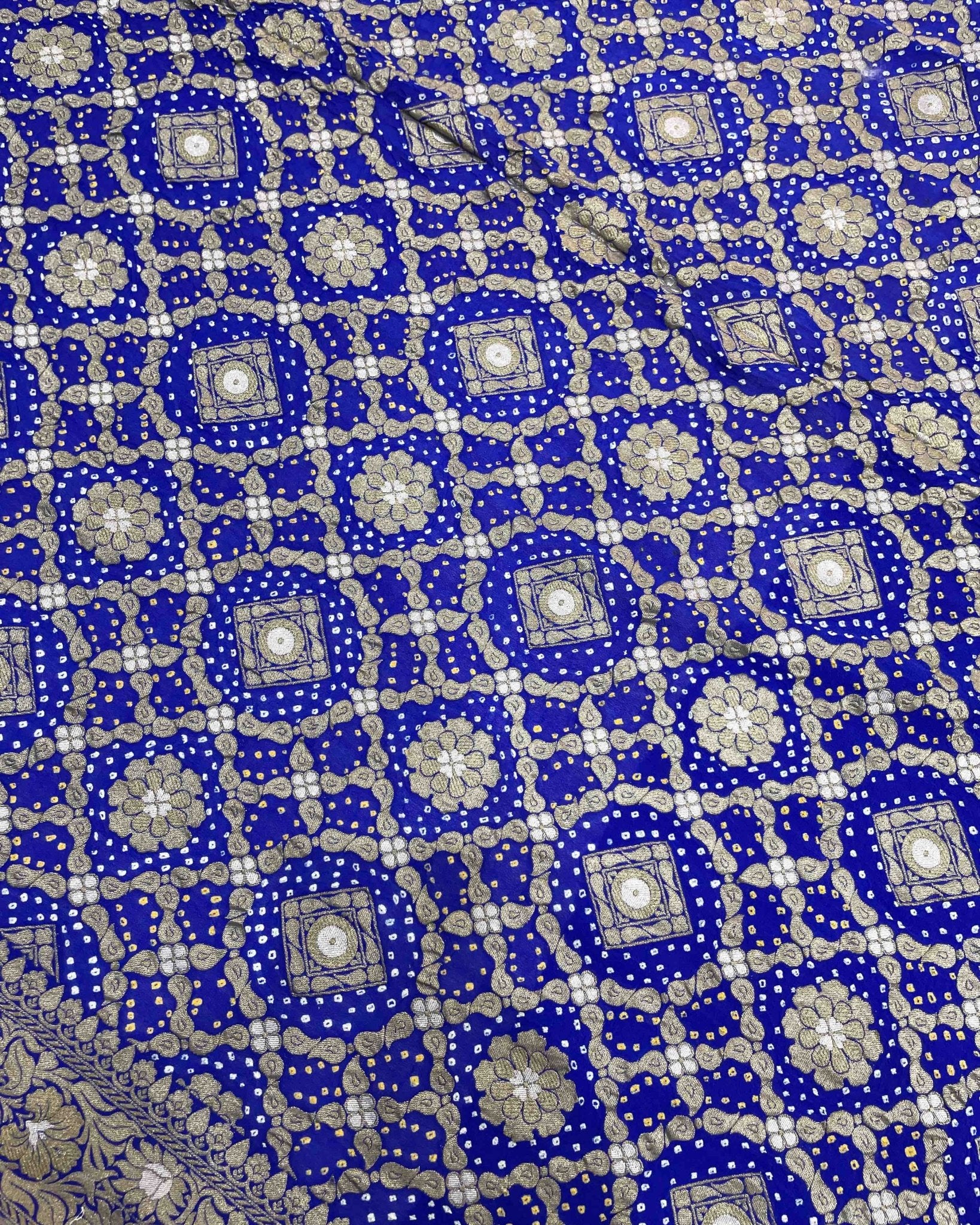 Blue banarasi georgette Bandhani Saree - SindhoiPatolaArt