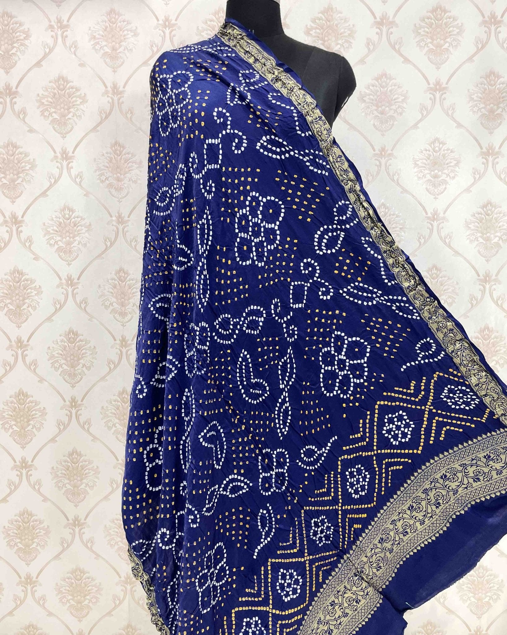 Blue Bandhani Dupatta - SindhoiPatolaArt