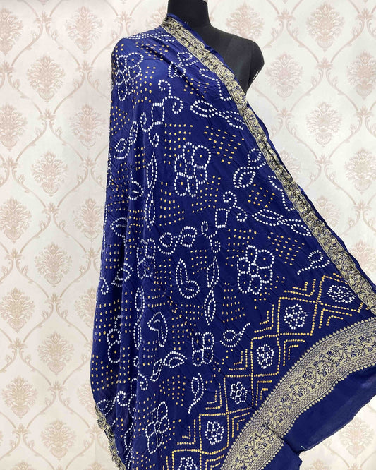Blue Bandhani Dupatta - SindhoiPatolaArt