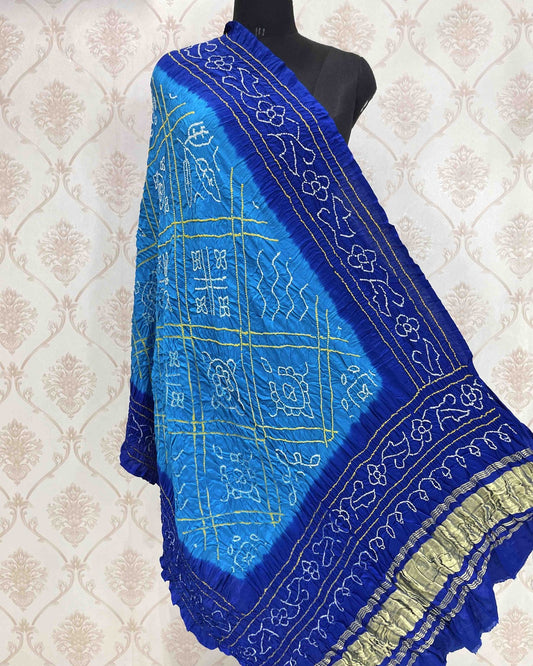 Blue Bandhani Dupatta - SindhoiPatolaArt