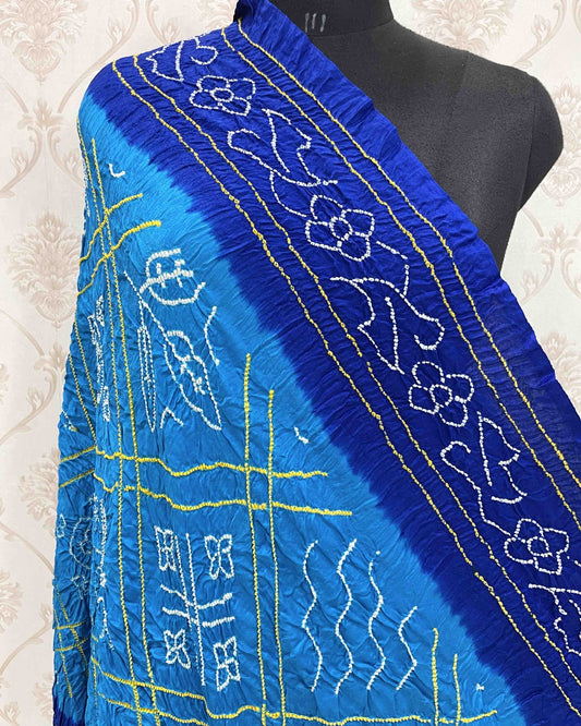 Blue Bandhani Dupatta - SindhoiPatolaArt