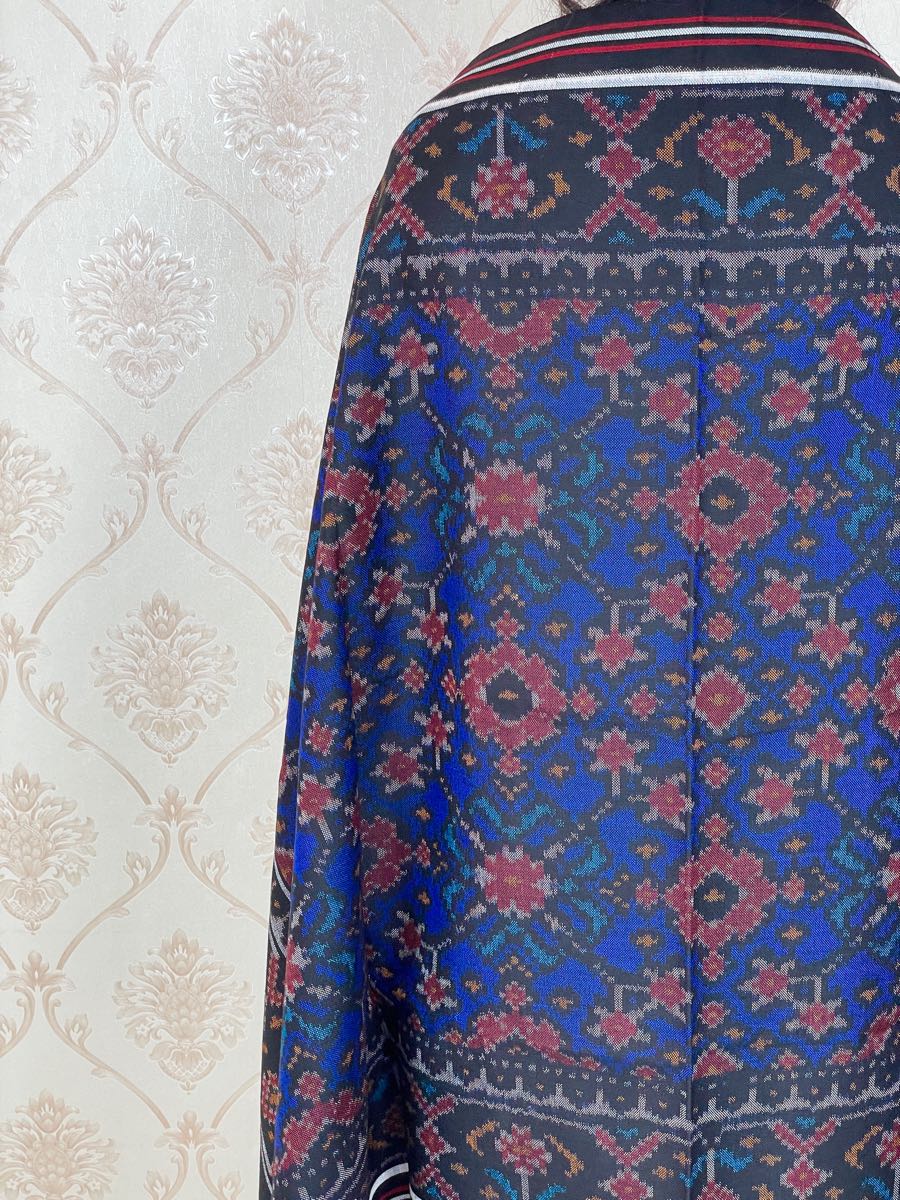 Blue black Navratna Patola Shawl - SindhoiPatolaArt