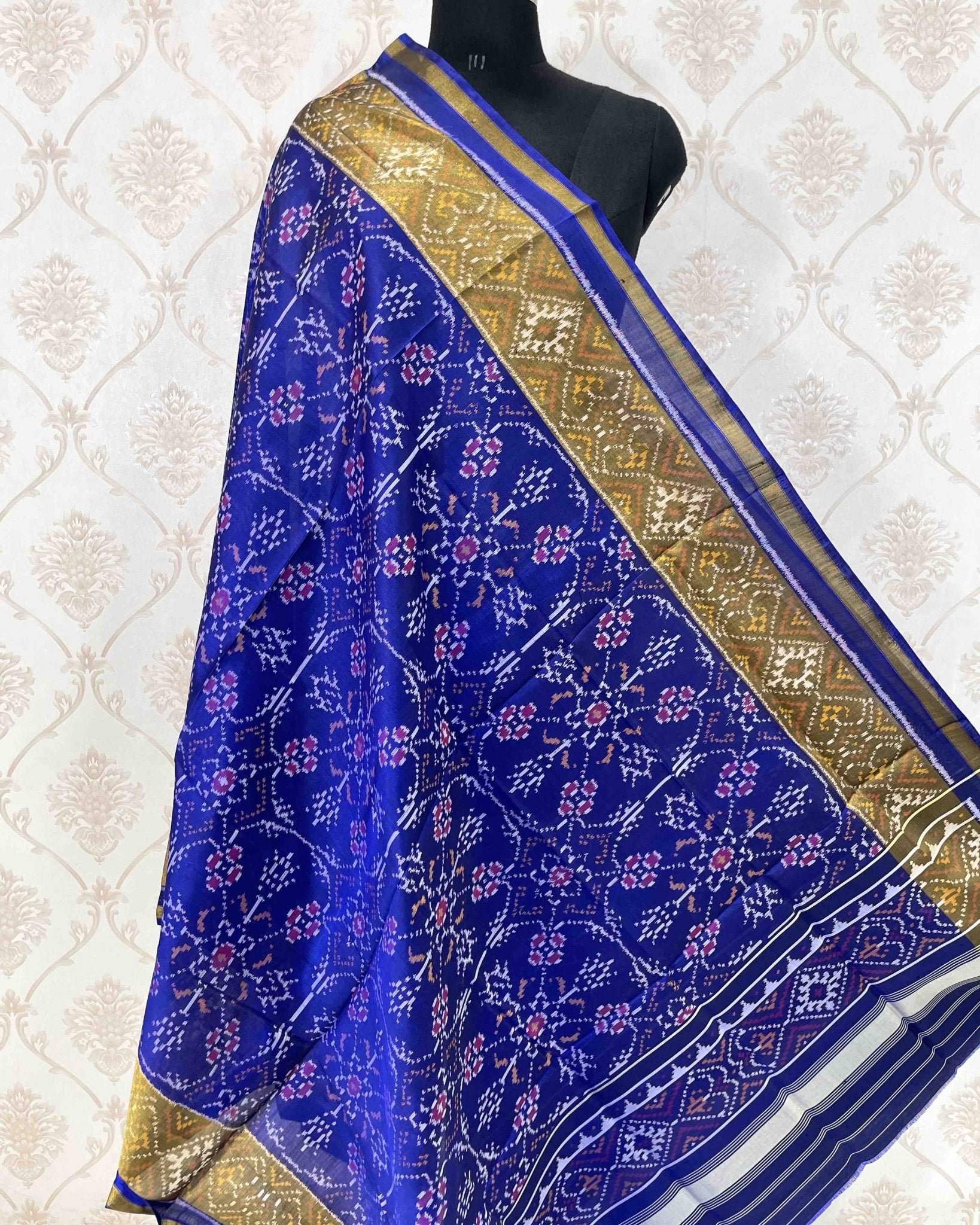 Blue Chhabdi Designer Patola Dupatta - SindhoiPatolaArt
