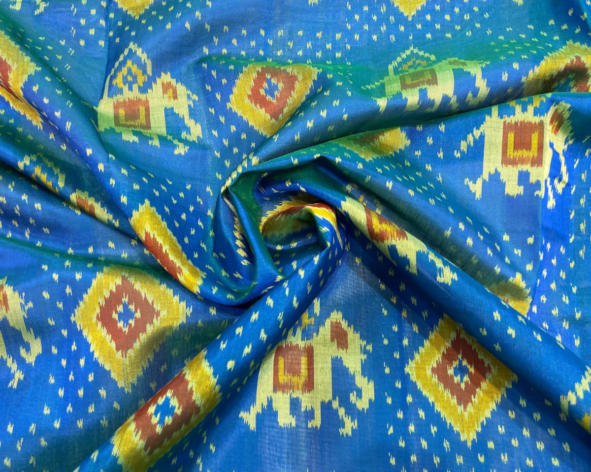 Blue Narikunj Designer Patola Saree - SindhoiPatolaArt